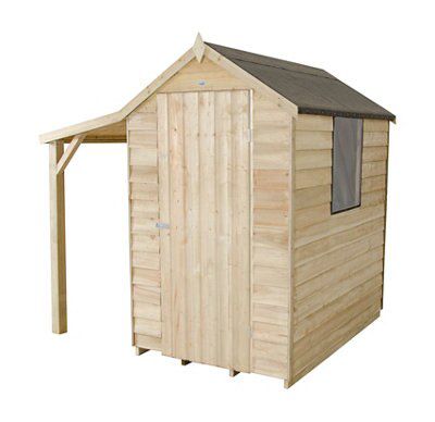 Forest Garden Overlap 6x4 ft Apex Wooden Pressure treated Shed with floor & 1 window