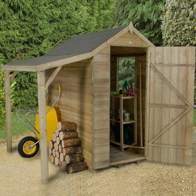 Forest Garden Overlap 6x4 ft Apex Wooden Pressure treated Shed with floor & 1 window
