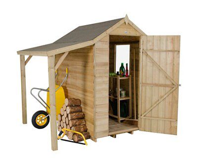 Forest Garden Overlap 6x4 ft Apex Wooden Pressure treated Shed with floor & 1 window