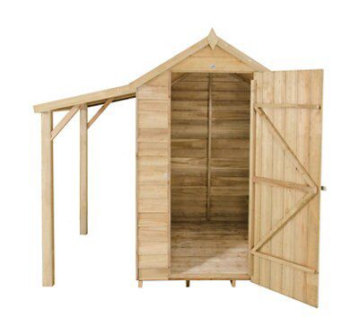Forest Garden Overlap 6x4 ft Apex Wooden Pressure treated Shed with floor & 1 window