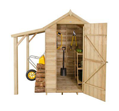 Forest Garden Overlap 6x4 ft Apex Wooden Pressure treated Shed with floor & 1 window