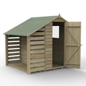 Forest Garden Overlap 6x4 ft Apex Wooden Pressure treated Shed with floor & 1 window