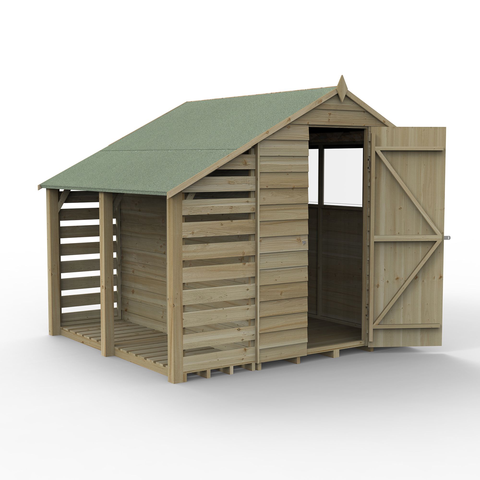 Forest Garden Overlap 6x4 ft Apex Wooden Pressure treated Shed with floor & 2 windows - Assembly service included