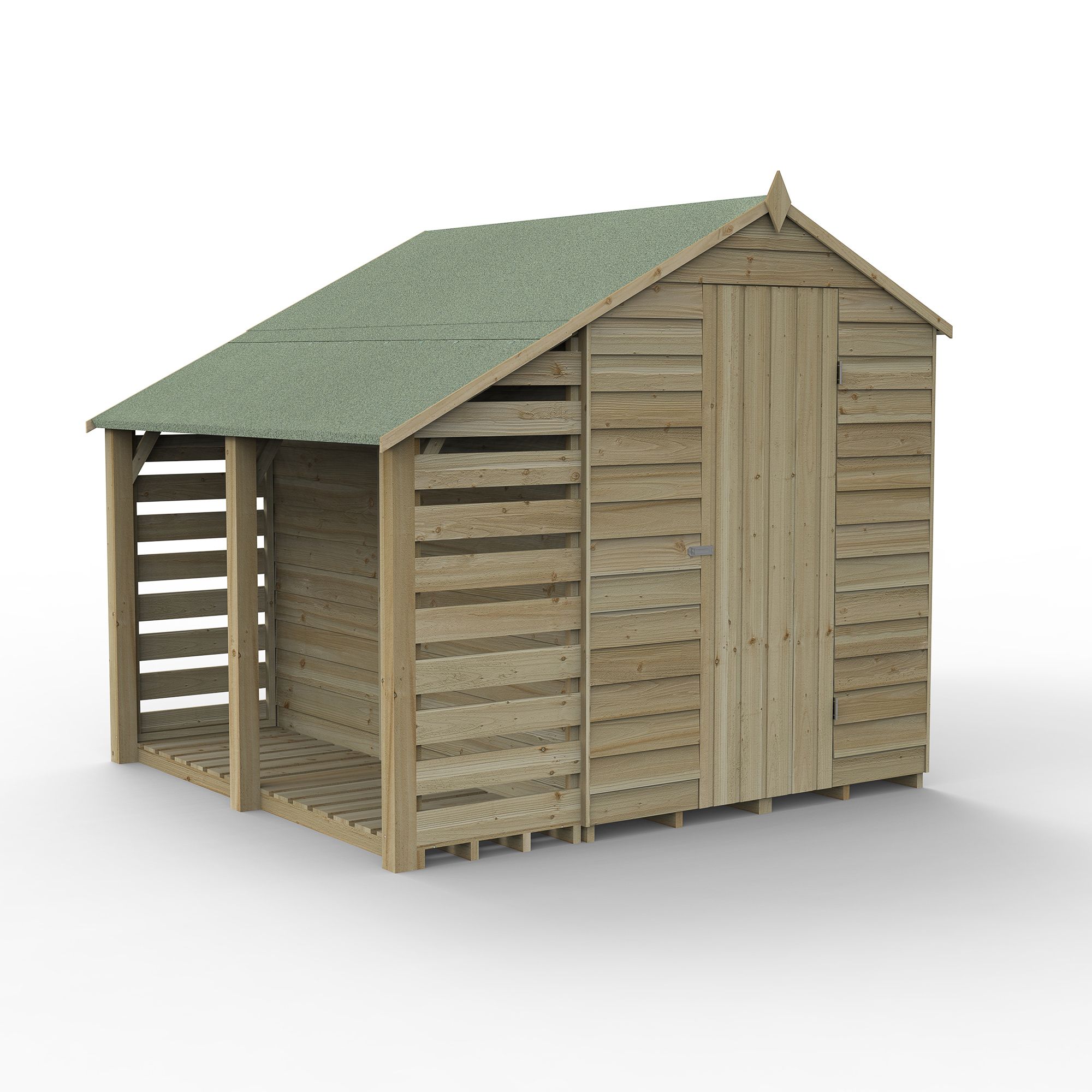 Forest Garden Overlap 6x4 ft Apex Wooden Pressure treated Shed with floor & 2 windows - Assembly service included