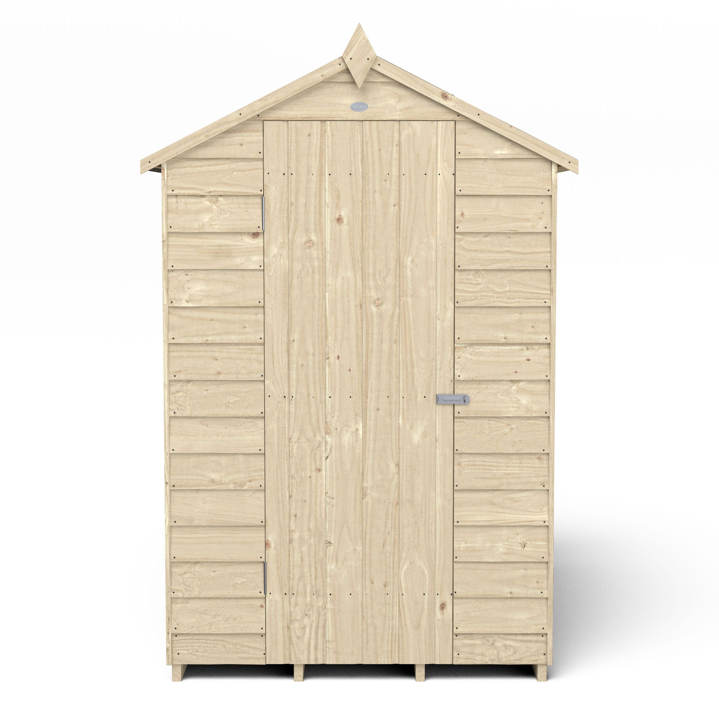 Forest Garden Overlap 6x4 ft Apex Wooden Pressure treated Shed with floor - Assembly service included