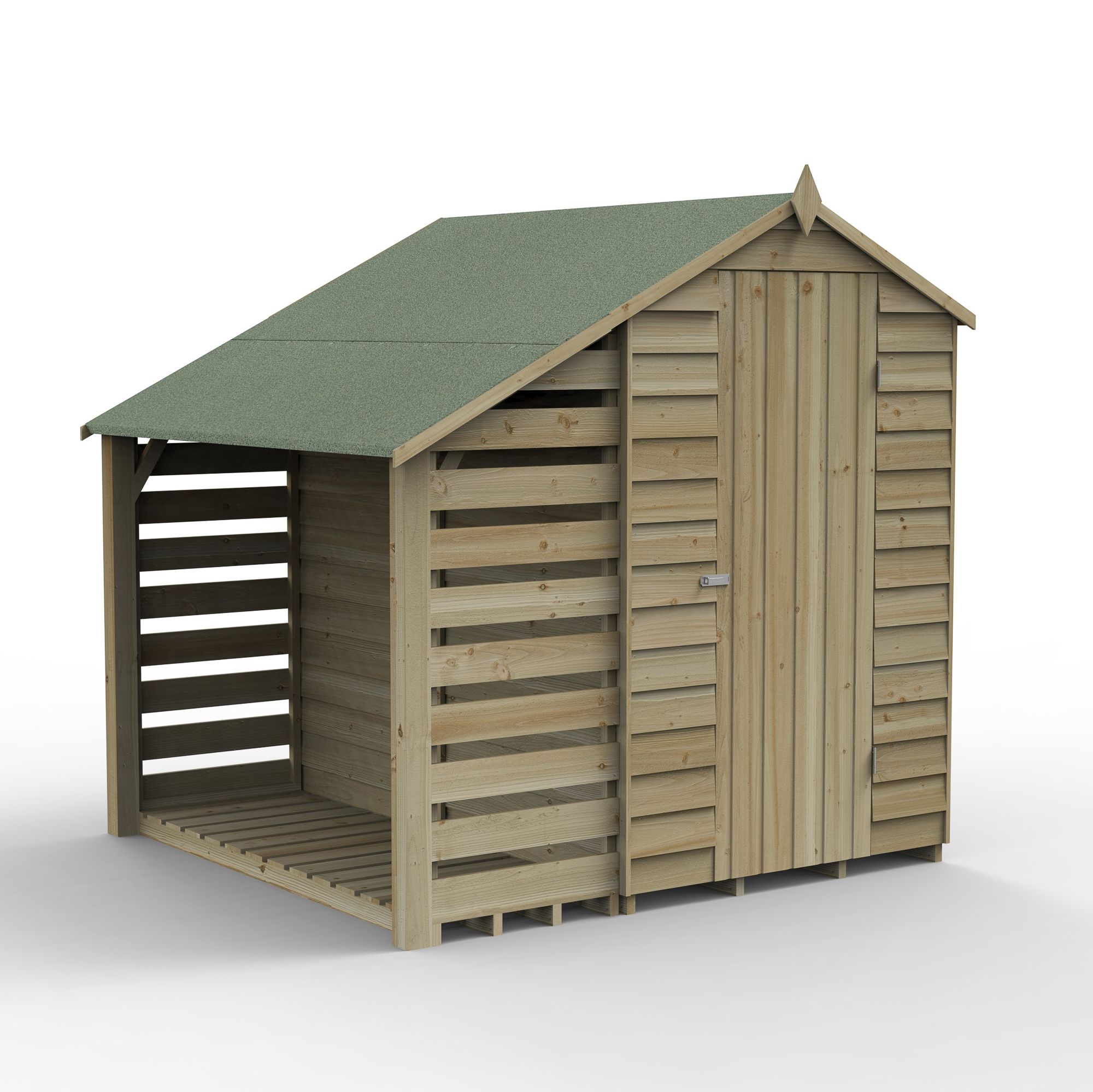Forest Garden Overlap 6x4 ft Apex Wooden Pressure treated Shed with floor - Assembly service included