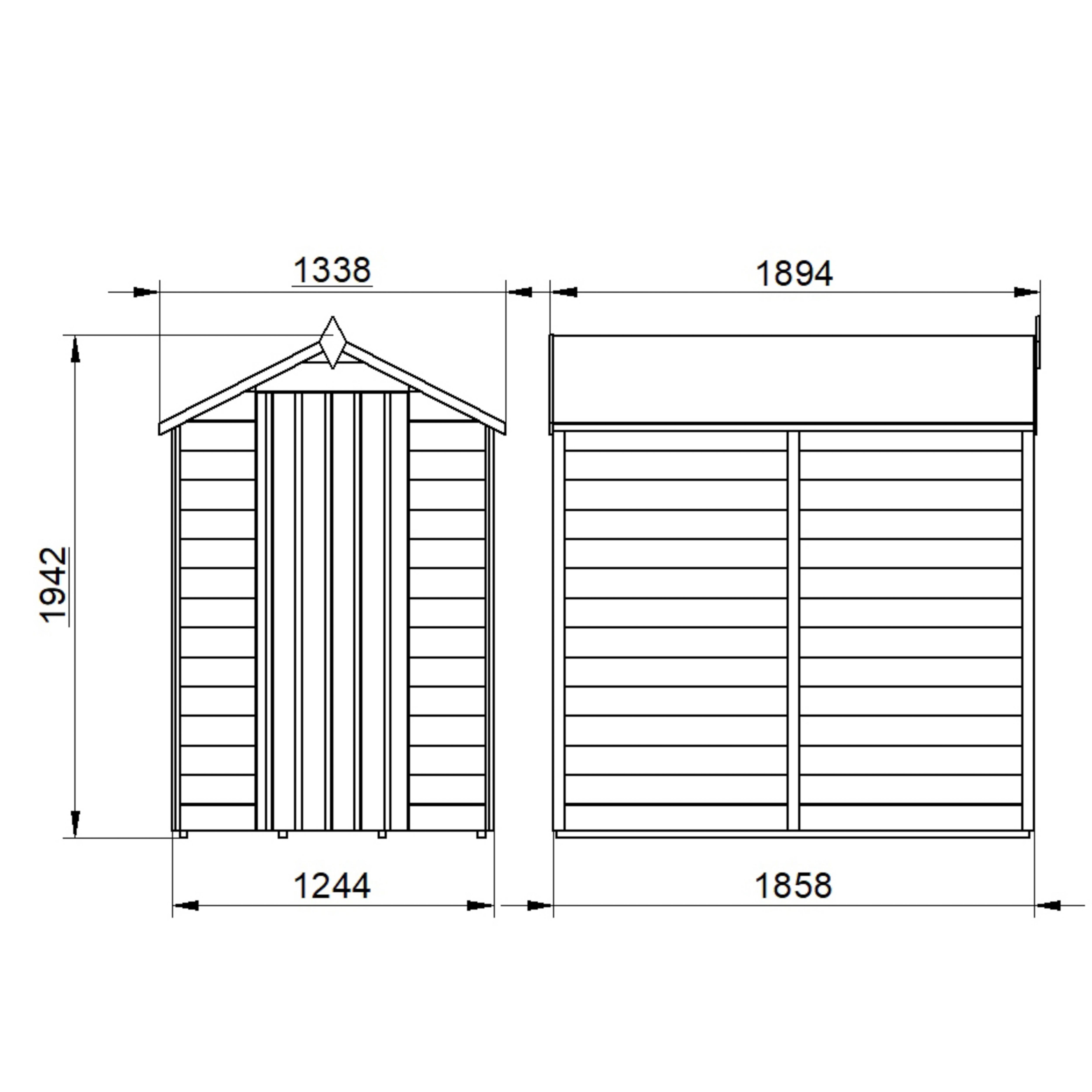 Forest Garden Overlap 6x4 ft Apex Wooden Pressure treated Shed with floor (Base included)