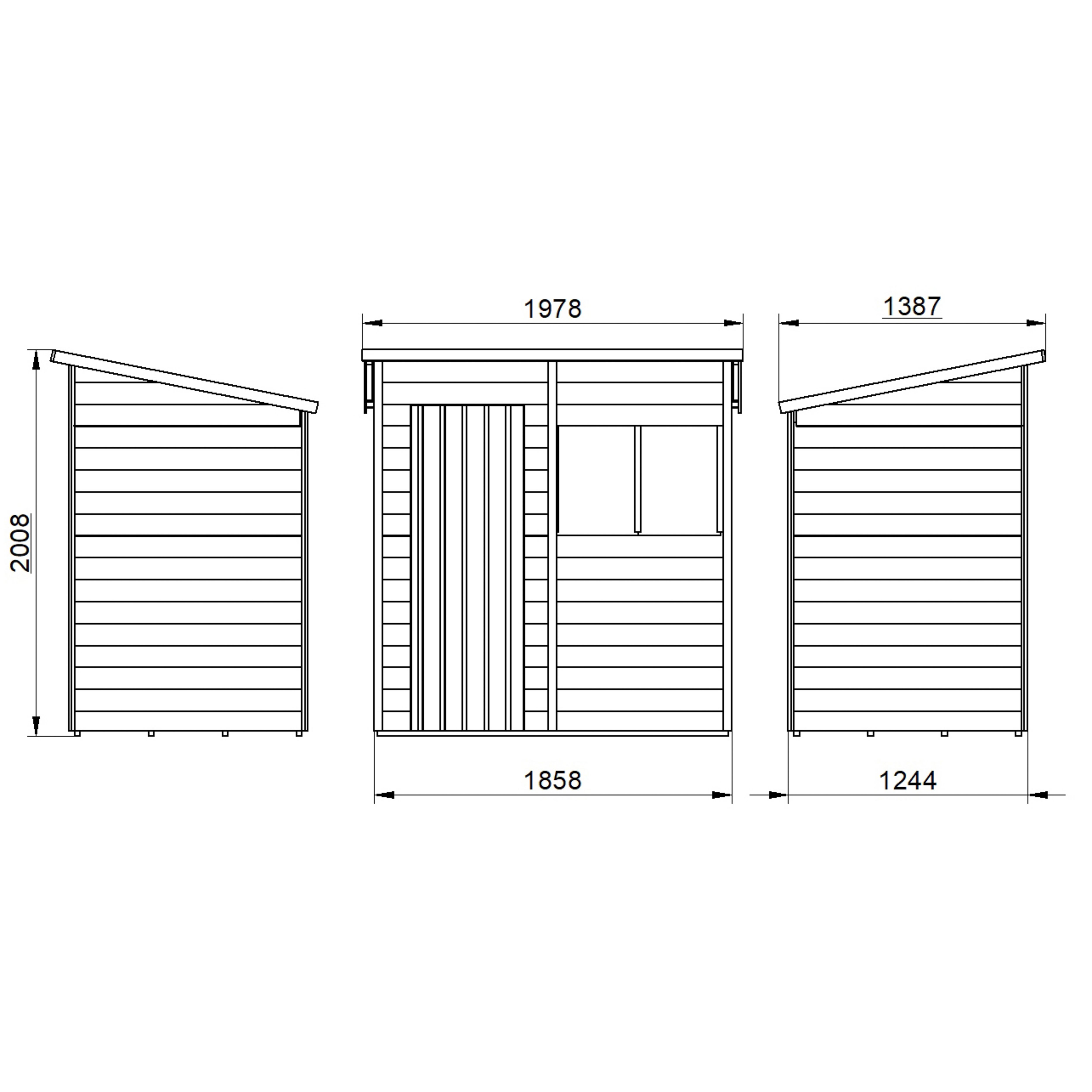 Forest Garden Overlap 6x4 ft Pent Wooden Pressure treated Shed with floor & 2 windows - Assembly service included