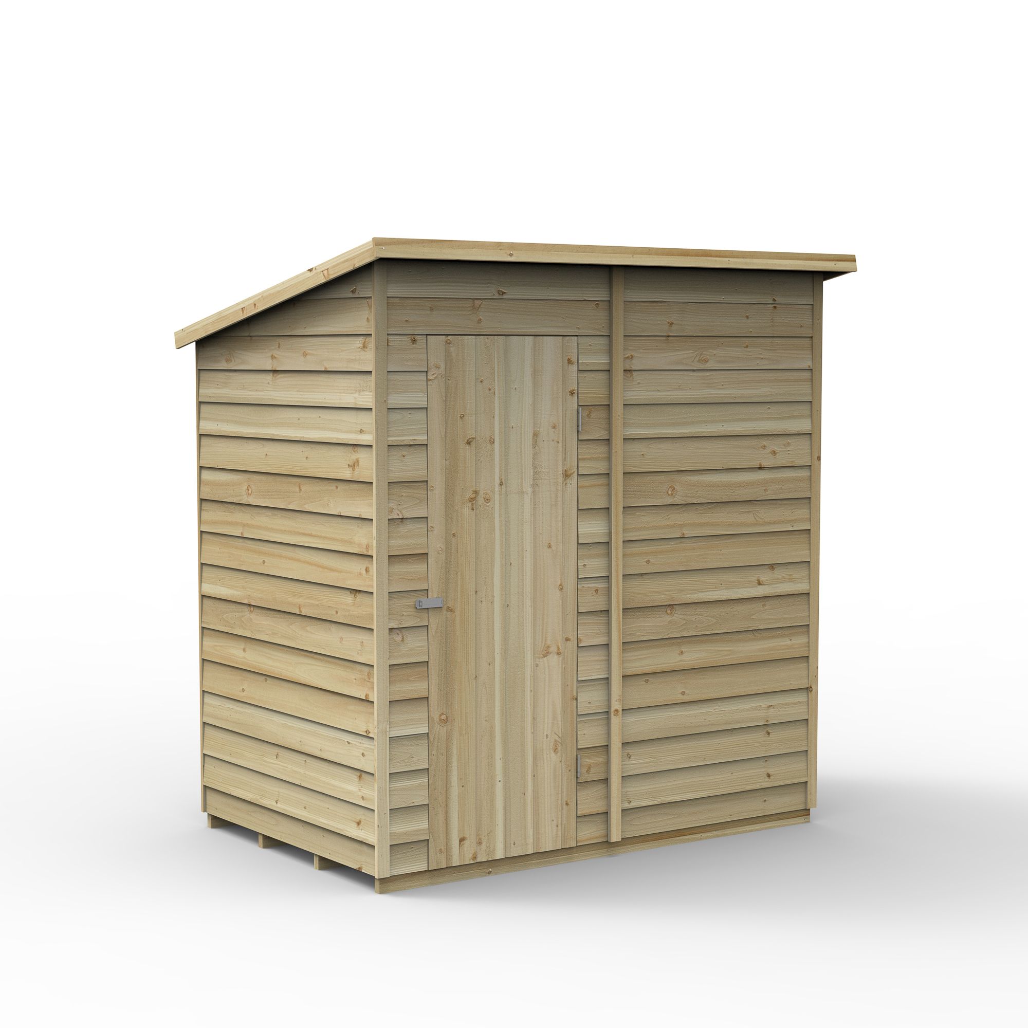 Forest Garden Overlap 6x4 ft Pent Wooden Pressure treated Shed with floor (Base included) - Assembly service included