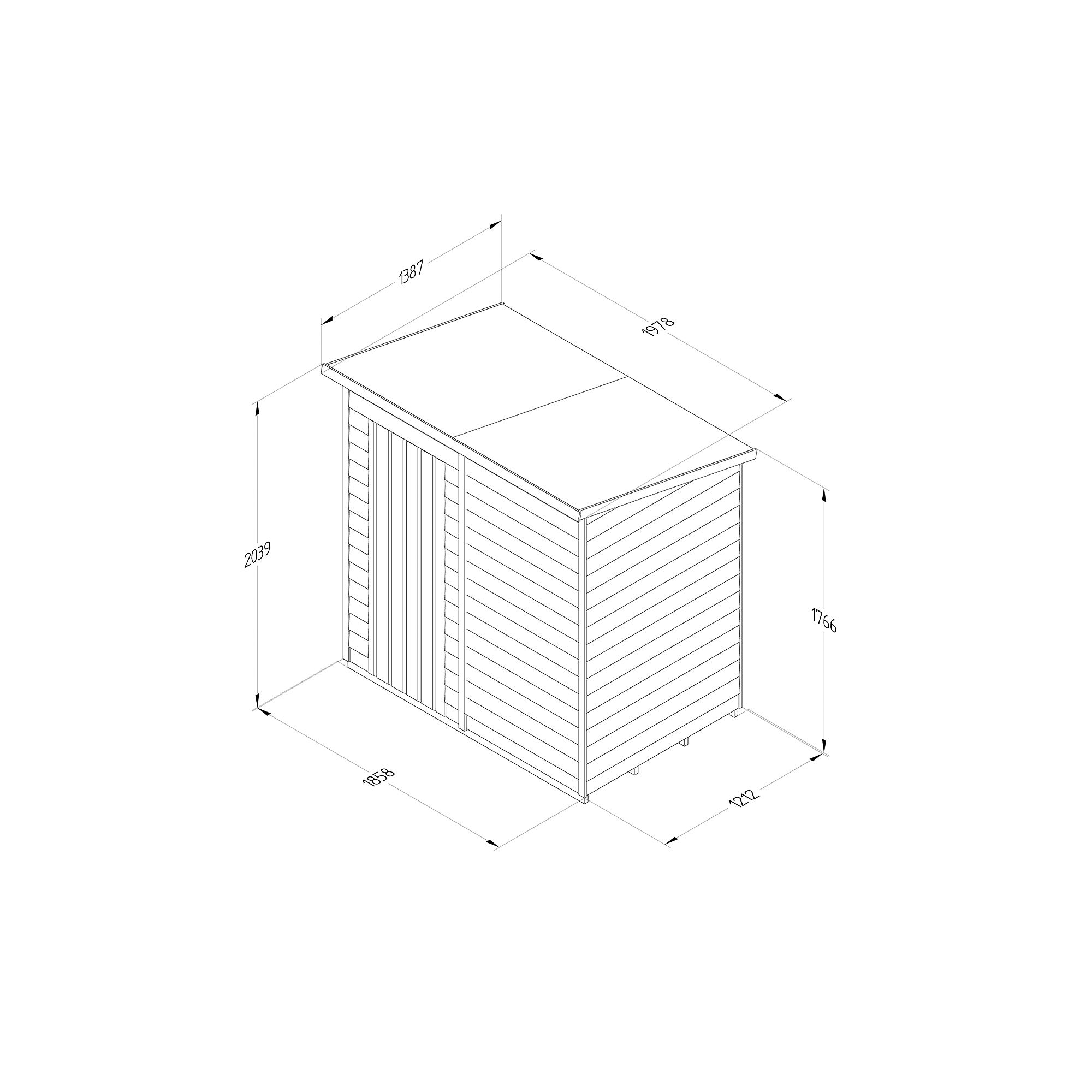 Forest Garden Overlap 6x4 ft Pent Wooden Pressure treated Shed with floor (Base included) - Assembly service included