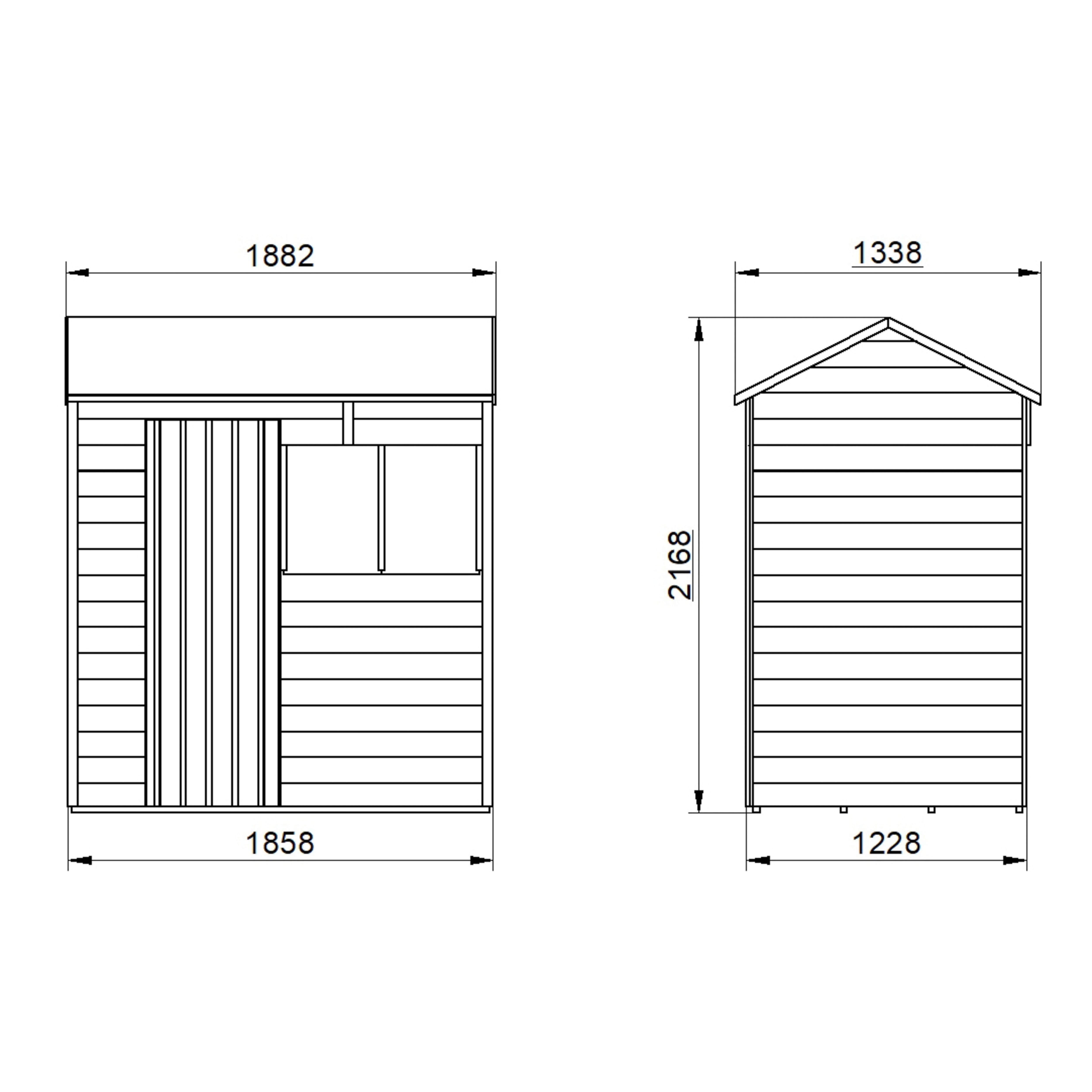 Forest Garden Overlap 6x4 ft Reverse apex Wooden Dip treated Shed with floor & 2 windows