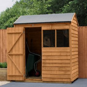 Forest Garden Overlap 6x4 ft Reverse apex Wooden Shed with floor & 2 windows