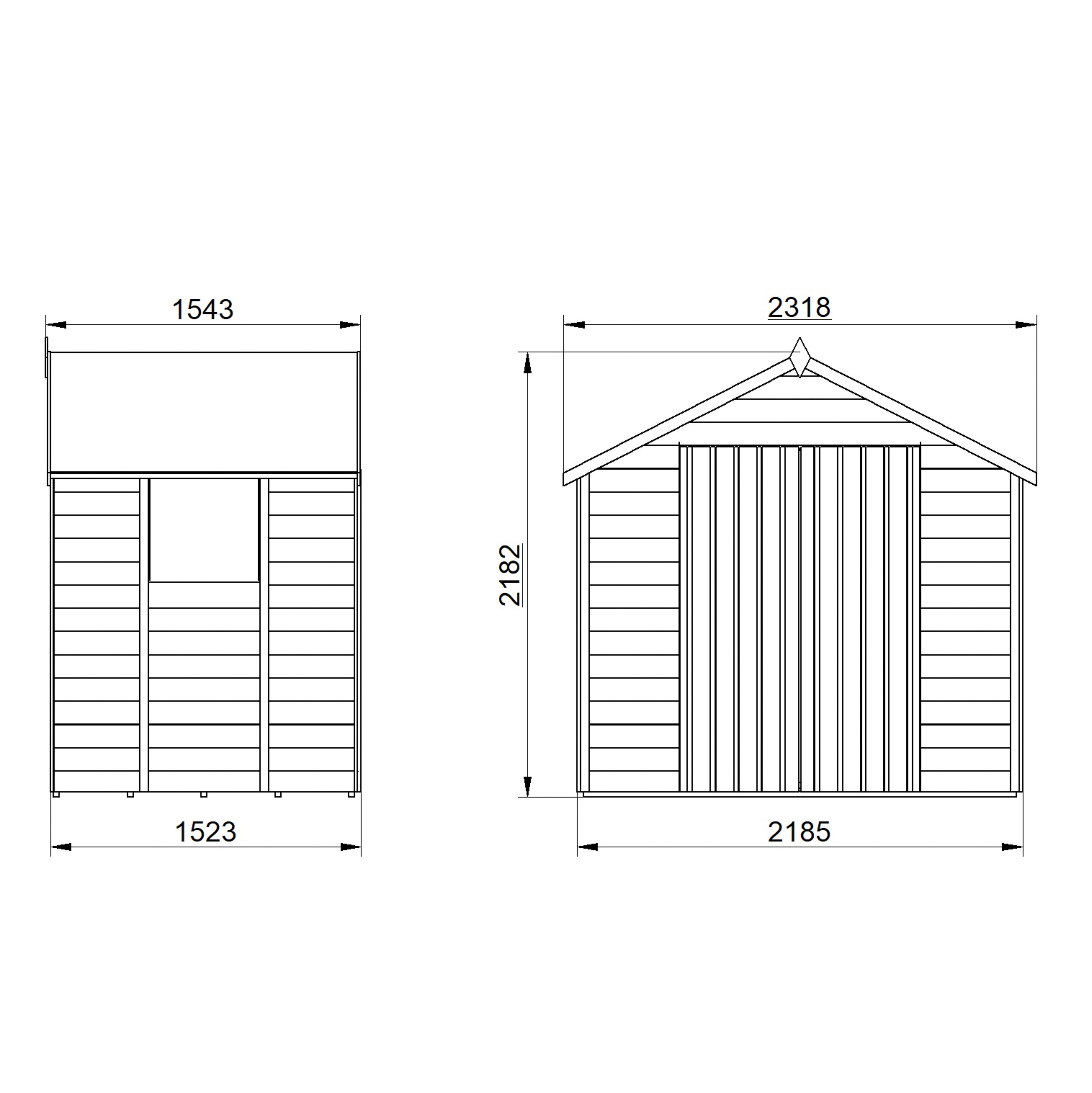 Forest Garden Overlap 7x5 ft Apex Wooden Dip treated 2 door Shed with floor & 1 window - Assembly service included