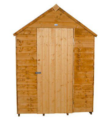 Forest Garden Overlap 7x5 ft Apex Wooden Dip treated Shed with floor & 2 windows (Base included) - Assembly service included