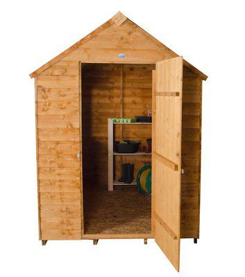 Forest Garden Overlap 7x5 ft Apex Wooden Dip treated Shed with floor & 2 windows (Base included) - Assembly service included
