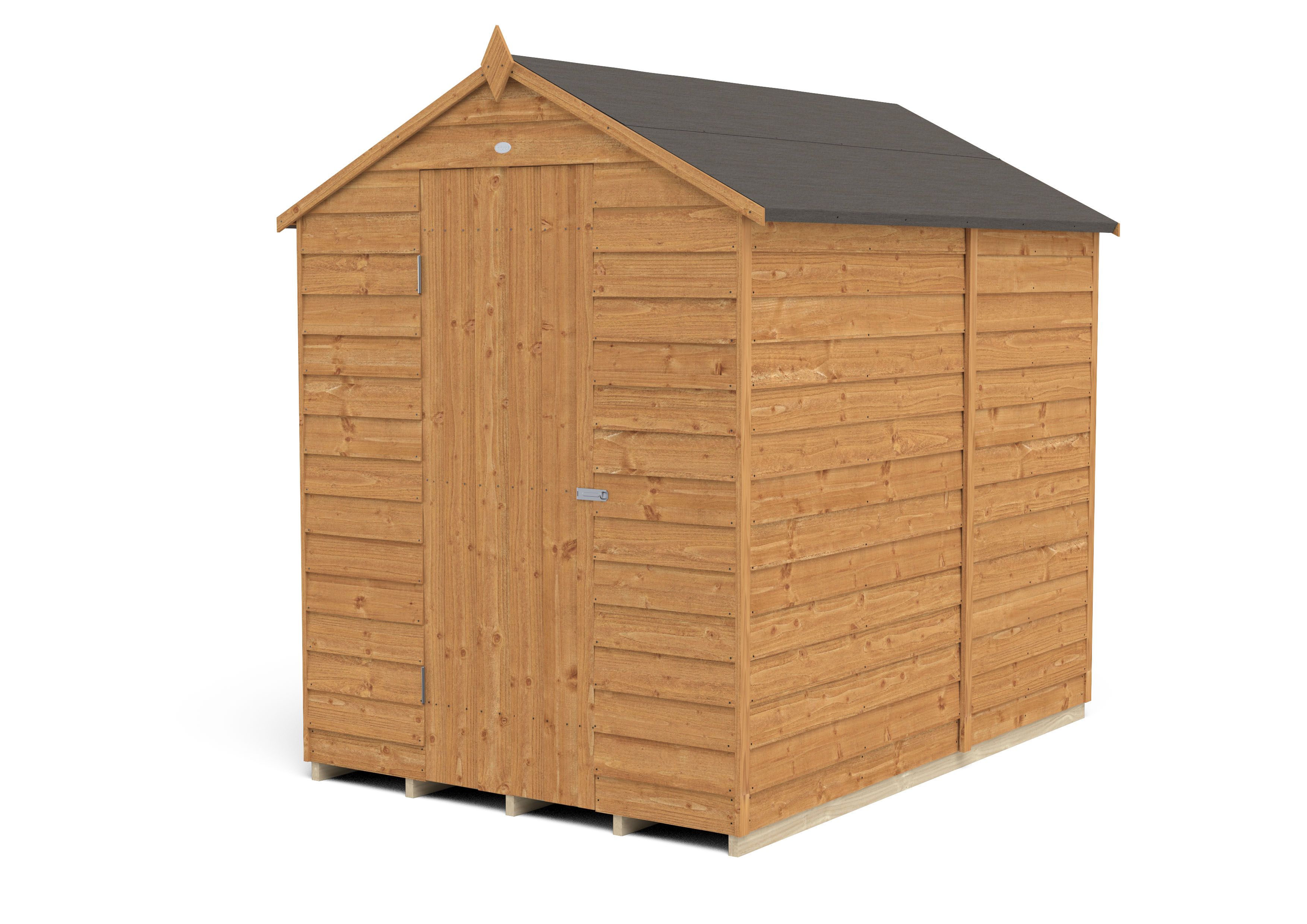 Forest Garden Overlap 7x5 ft Apex Wooden Dip treated Shed with floor (Base included)