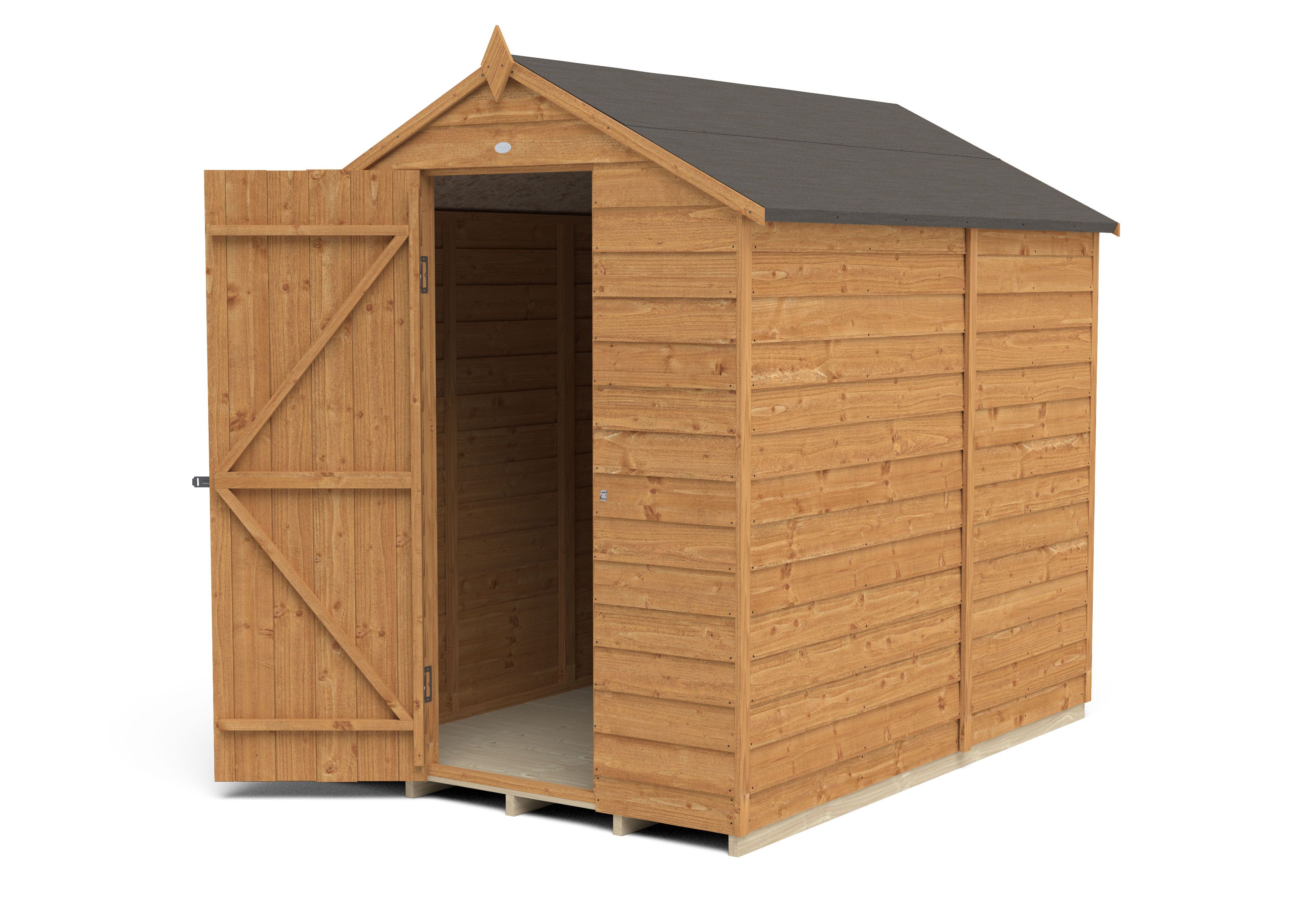 Forest Garden Overlap 7x5 ft Apex Wooden Dip treated Shed with floor (Base included)