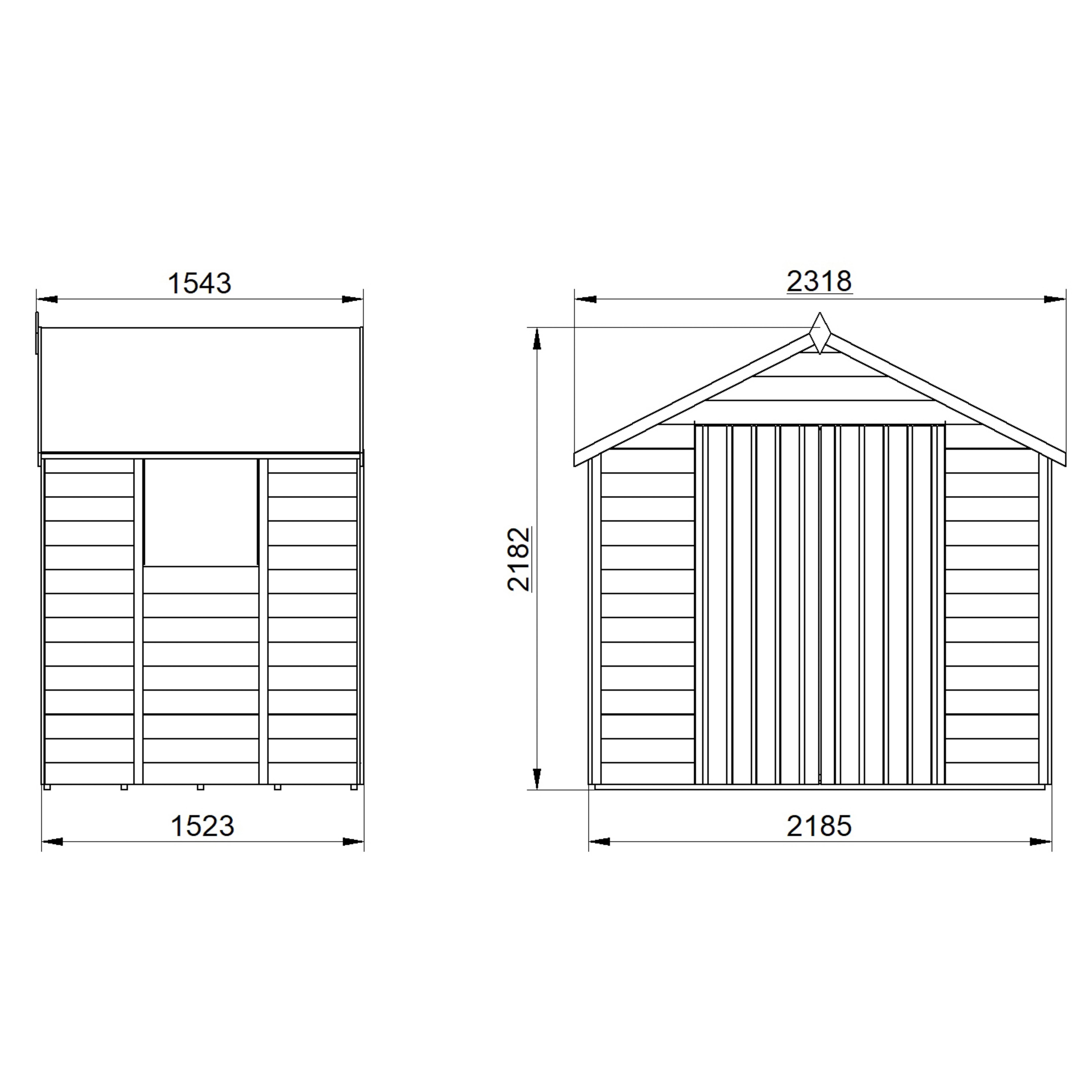 Forest Garden Overlap 7x5 ft Apex Wooden Pressure treated 2 door Shed with floor & 1 window - Assembly service included
