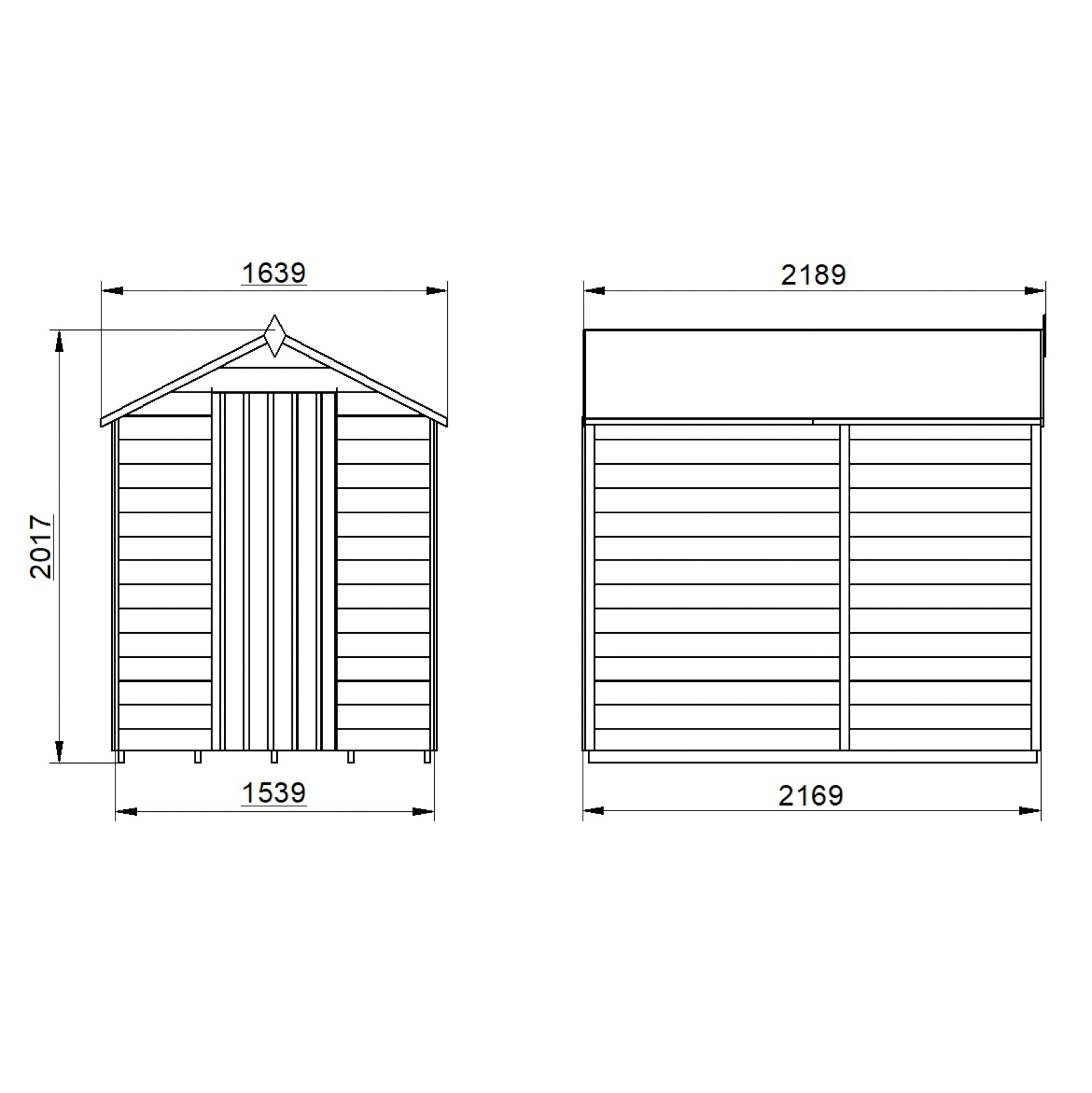 Forest Garden Overlap 7x5 ft Apex Wooden Pressure treated Shed with floor - Assembly service included