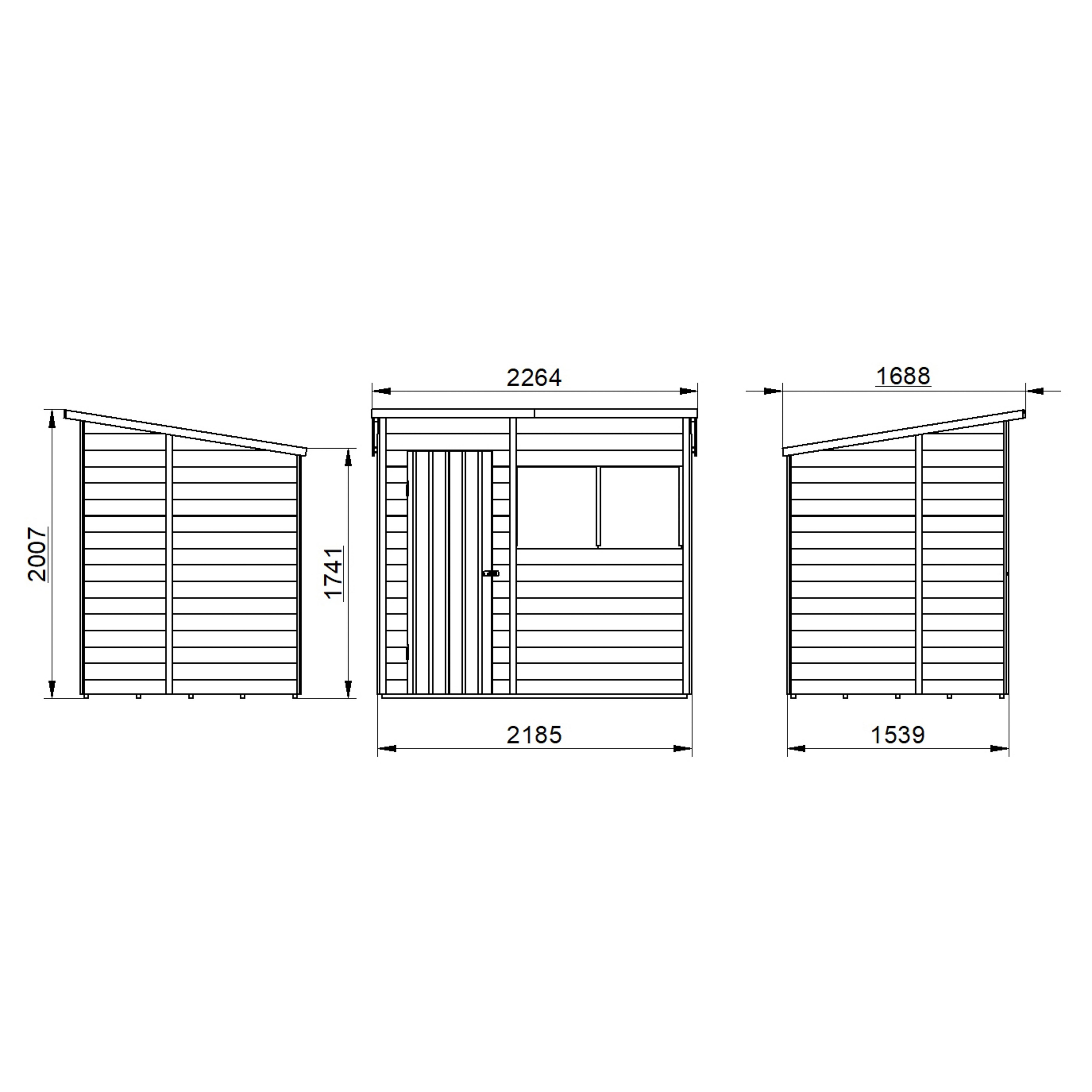 Forest Garden Overlap 7x5 ft Pent Wooden Dip treated Shed with floor & 2 windows - Assembly service included