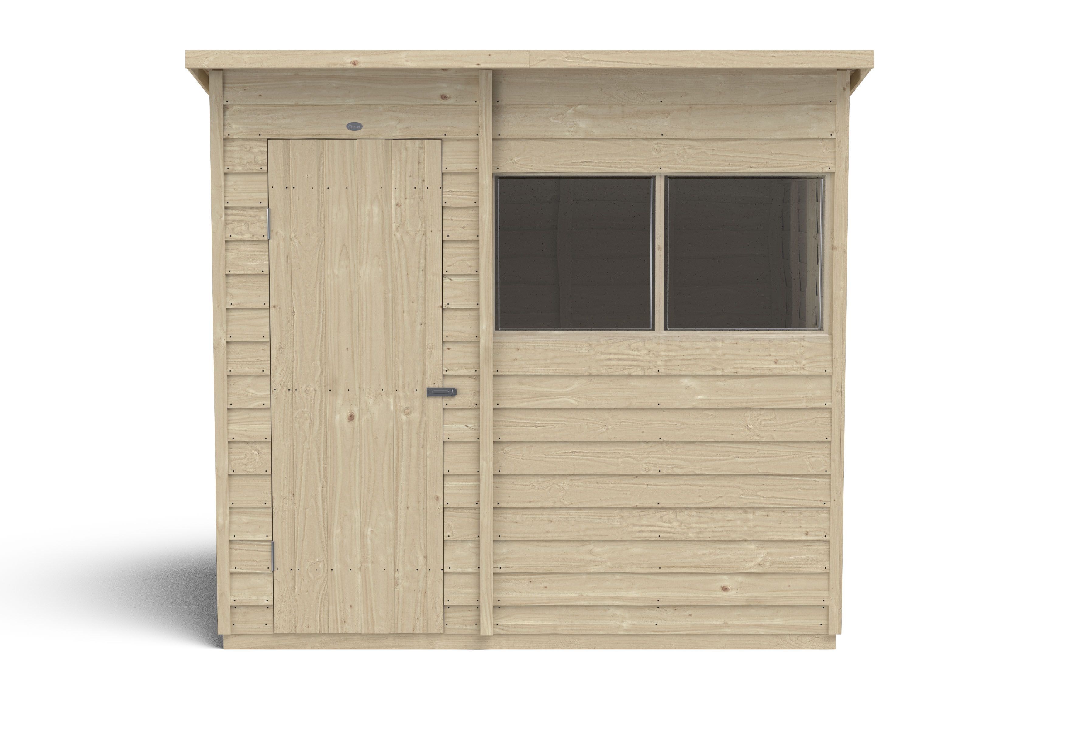 Forest Garden Overlap 7x5 ft Pent Wooden Pressure treated Shed with floor & 2 windows - Assembly service included