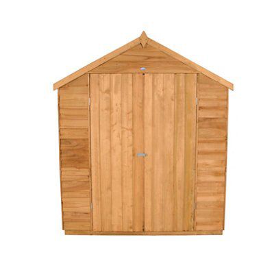 Forest Garden Overlap 8x6 ft Apex Wooden Dip treated 2 door Shed with floor & 2 windows
