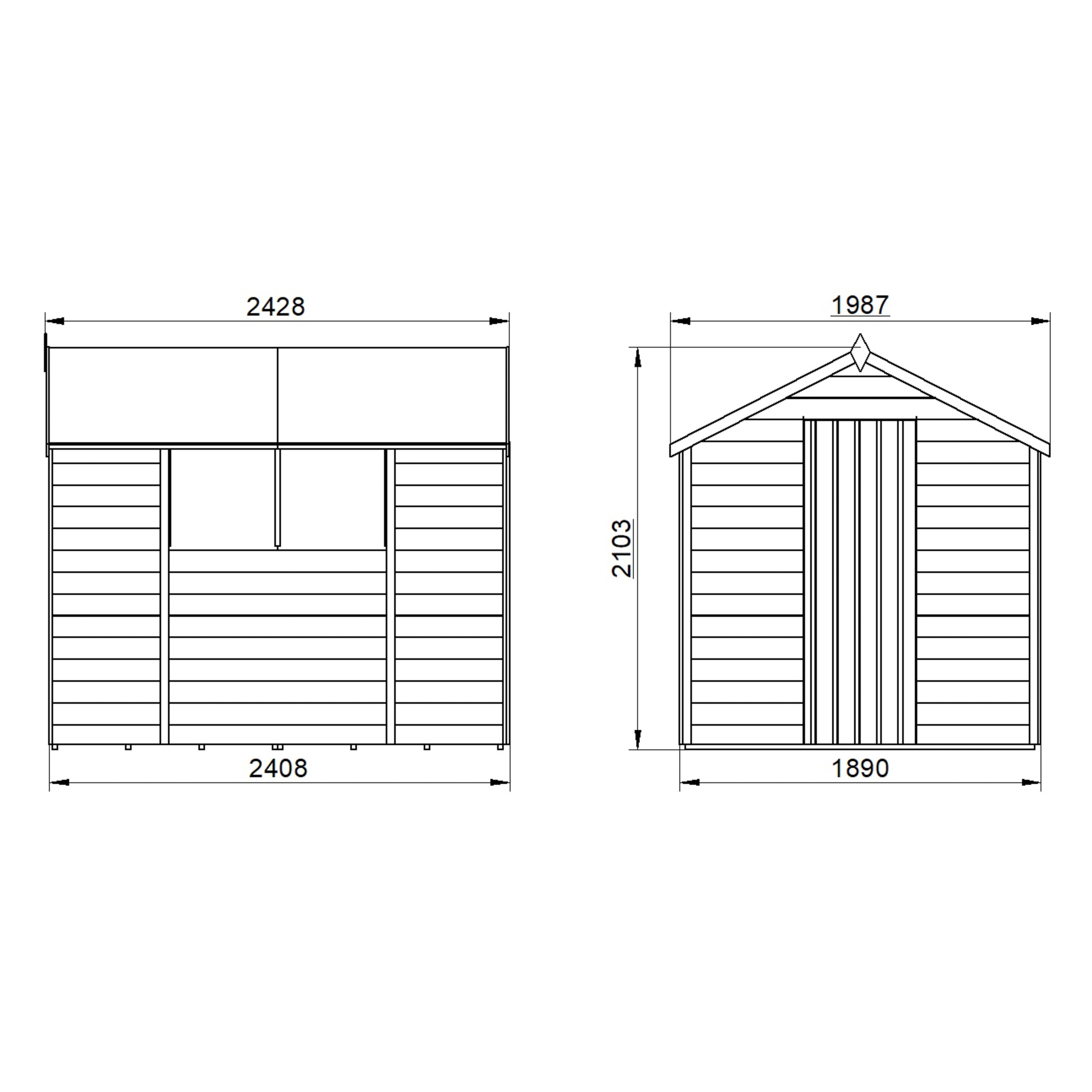 Forest Garden Overlap 8x6 ft Apex Wooden Dip treated Shed with floor ...
