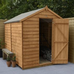 Forest Garden Overlap 8x6 ft Apex Wooden Dip treated Shed with floor (Base included) - Assembly service included