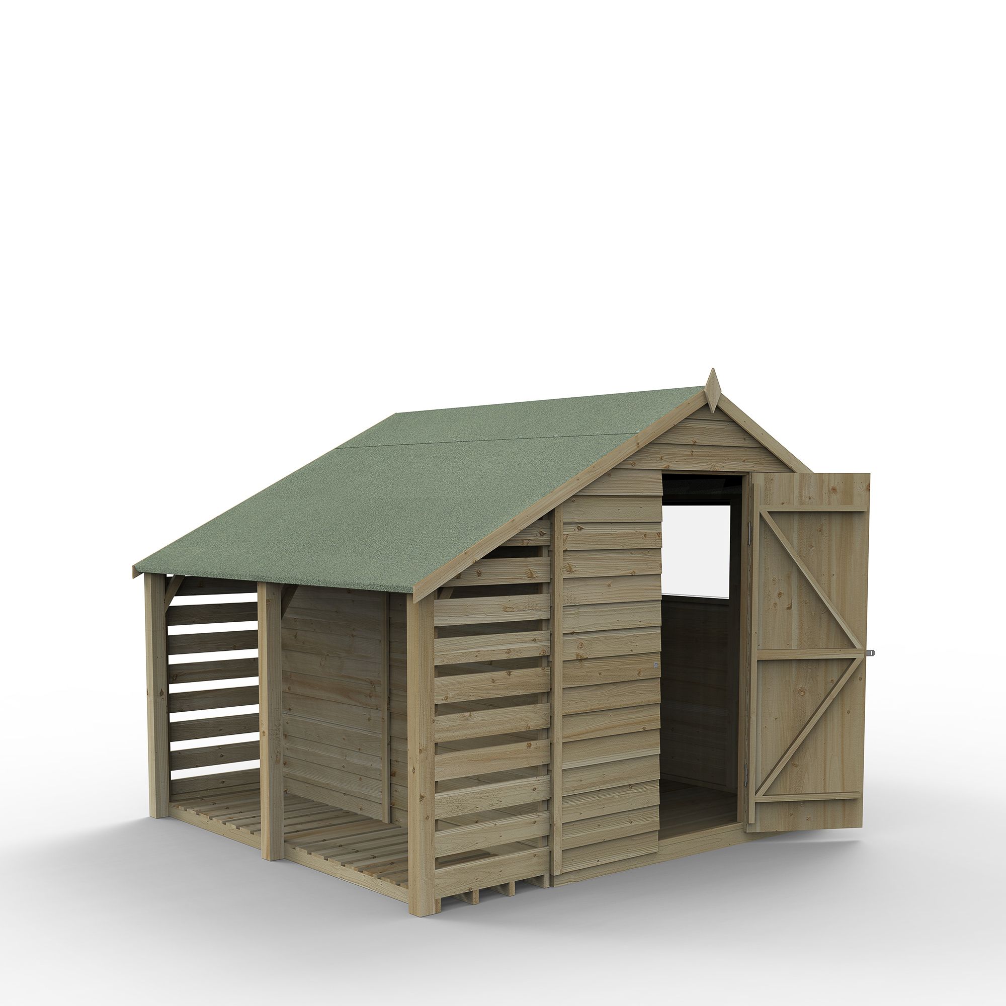 Forest Garden Overlap 8x6 ft Apex Wooden Pressure treated 2 door Shed with floor & 1 window - Assembly service included