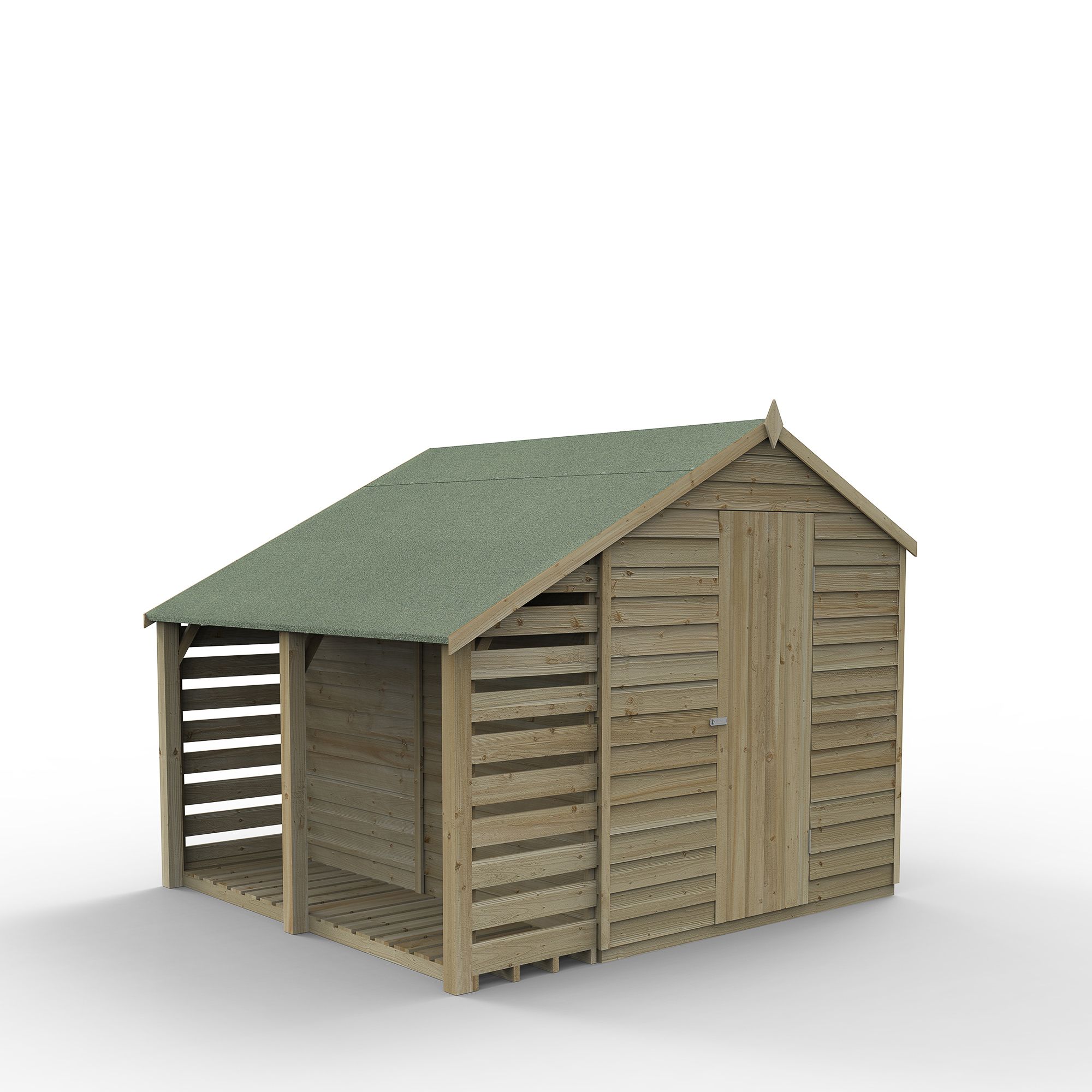 Forest Garden Overlap 8x6 ft Apex Wooden Pressure treated 2 door Shed with floor & 1 window - Assembly service included