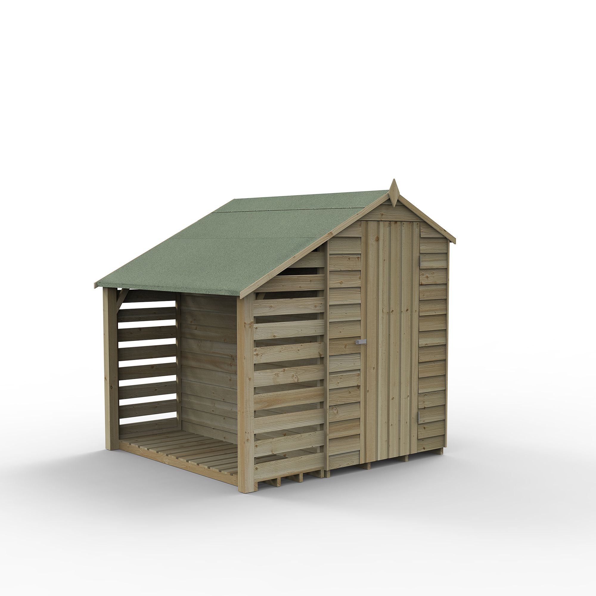 Forest Garden Overlap 8x6 ft Apex Wooden Pressure treated 2 door Shed with floor & 2 windows - Assembly service included