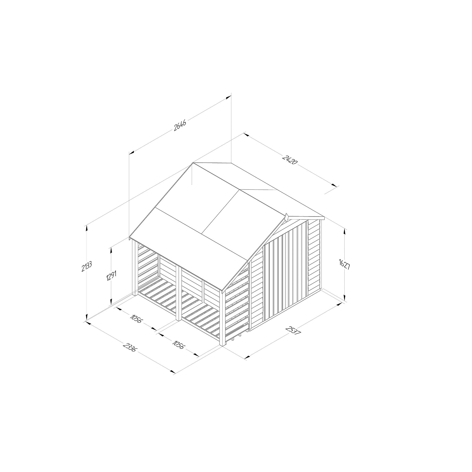 Forest Garden Overlap 8x6 ft Apex Wooden Pressure treated 2 door Shed with floor & 2 windows - Assembly service included