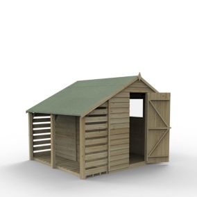 Forest Garden Overlap 8x6 ft Apex Wooden Pressure treated Shed with floor & 2 windows