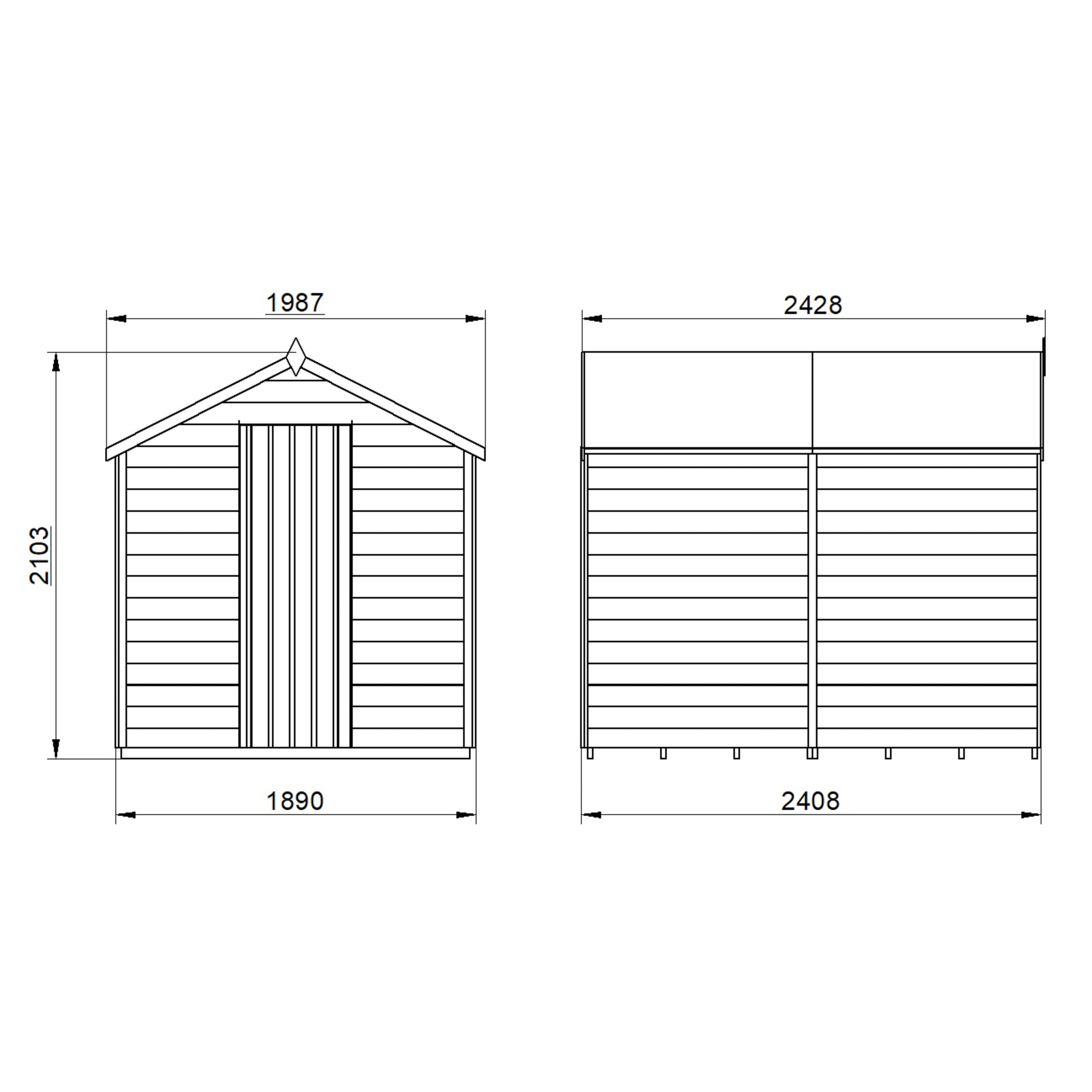 Forest Garden Overlap 8x6 ft Apex Wooden Pressure treated Shed with floor - Assembly service included