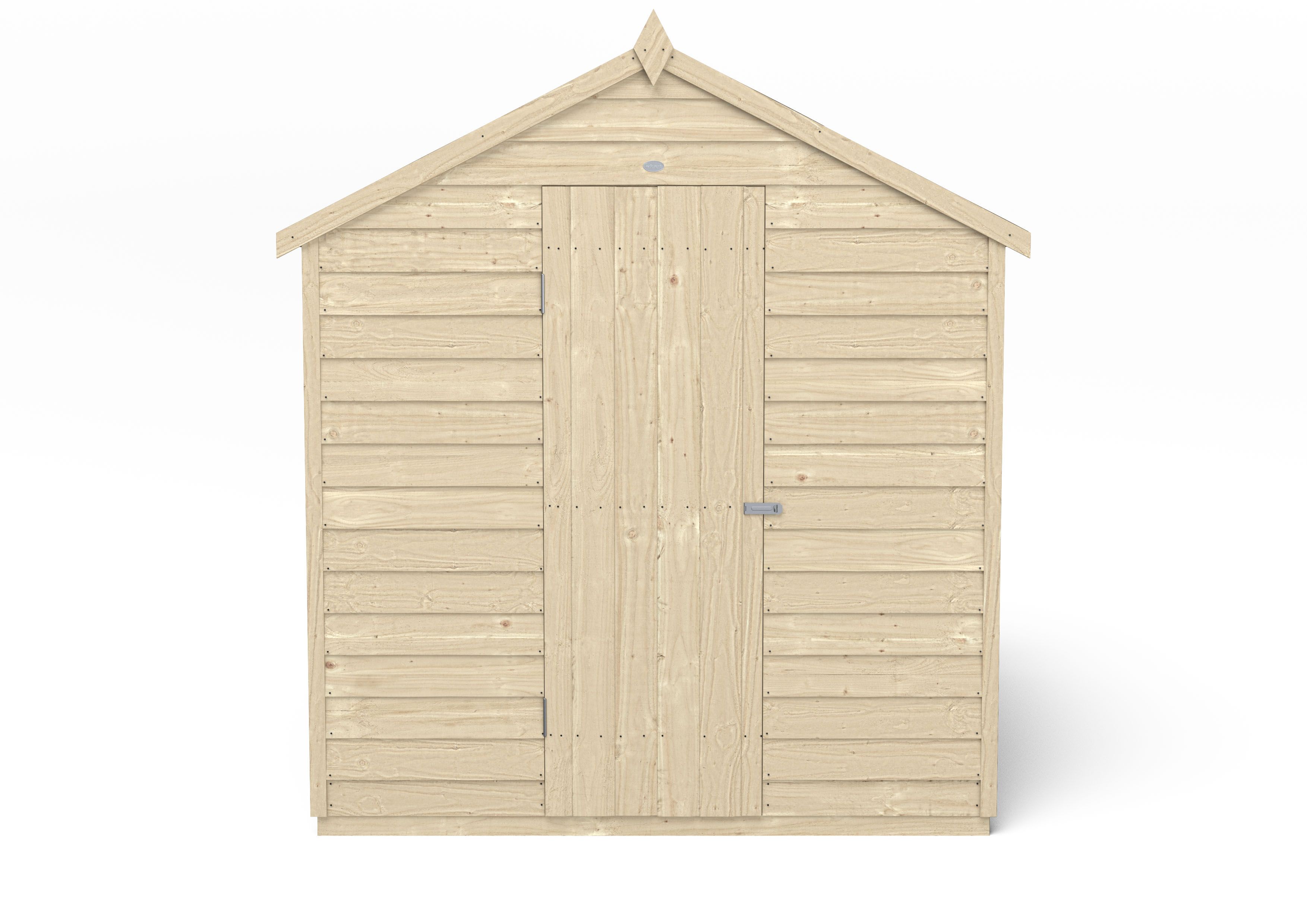 Forest Garden Overlap 8x6 ft Apex Wooden Pressure treated Shed with floor (Base included) - Assembly service included