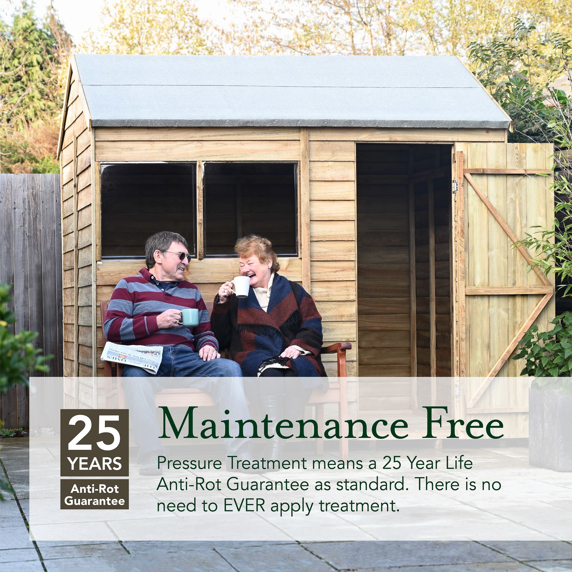 Forest Garden Overlap 8x6 ft Reverse apex Wooden Pressure treated Shed with floor (Base included)