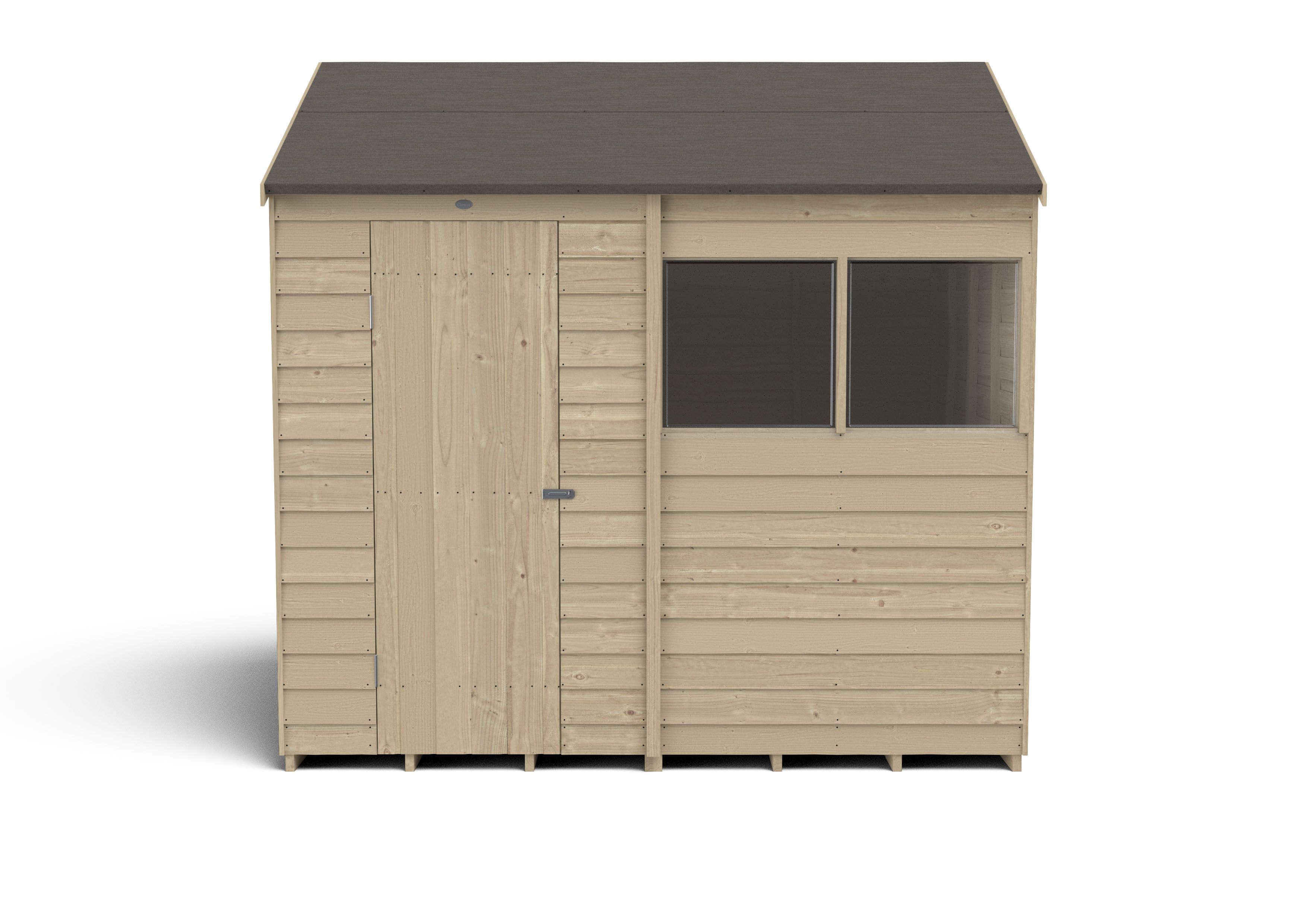 Forest Garden Overlap 8x6 ft Reverse apex Wooden Shed with floor & 2 windows