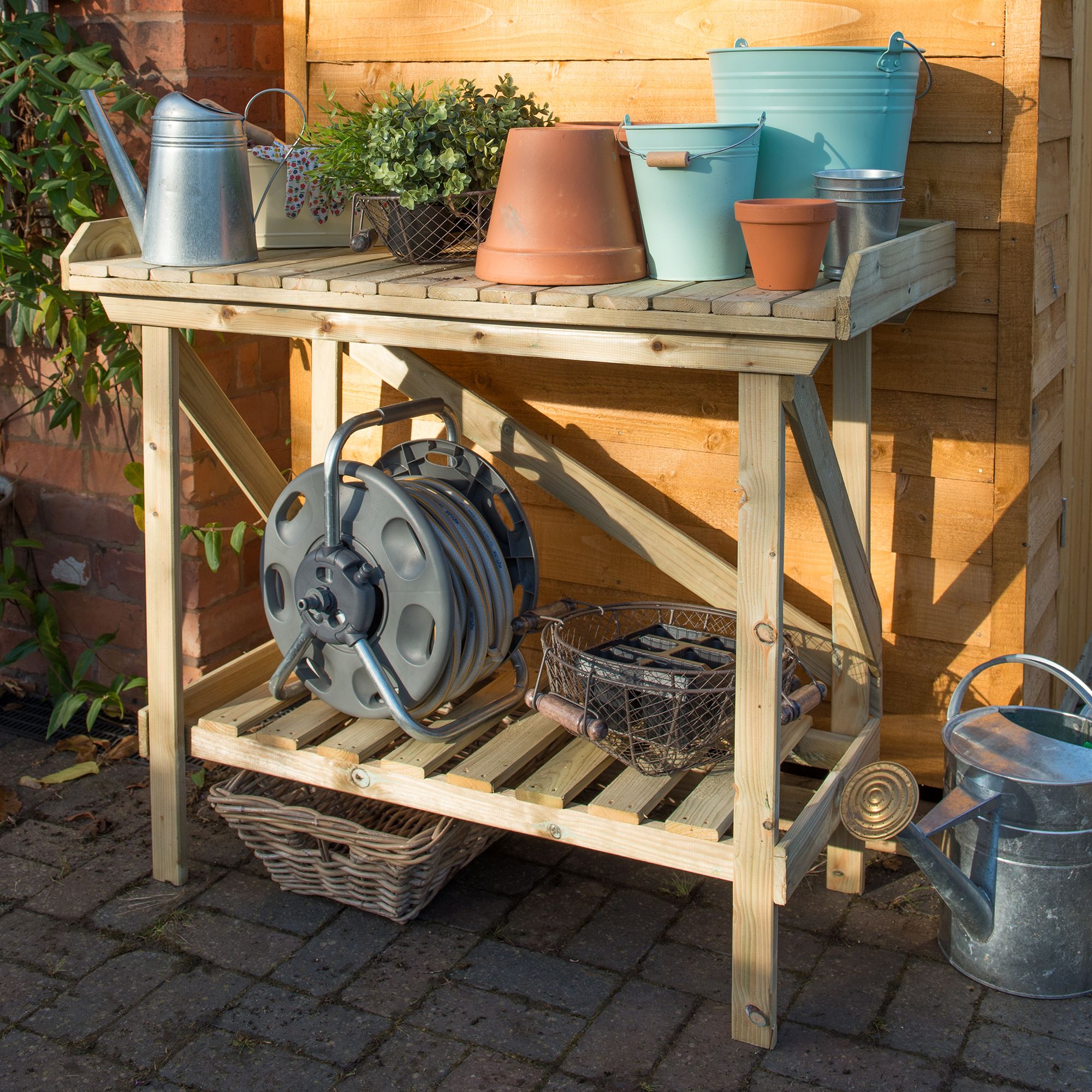 Vinyl potting bench store with storage