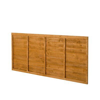Forest Garden Premier Lap Dip treated 3ft Golden brown Wooden Fence panel (W)1.83m (H)0.91m, Pack of 5