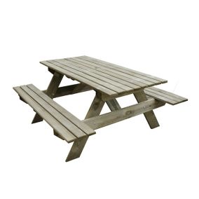 Forest Garden Rectangular natural timber Rectangular Picnic table with Small