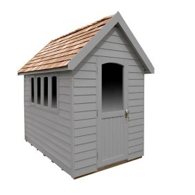 Forest Garden Retreat 8x5 Apex Pressure treated Overlap Grey Shed with floor - Assembly service included
