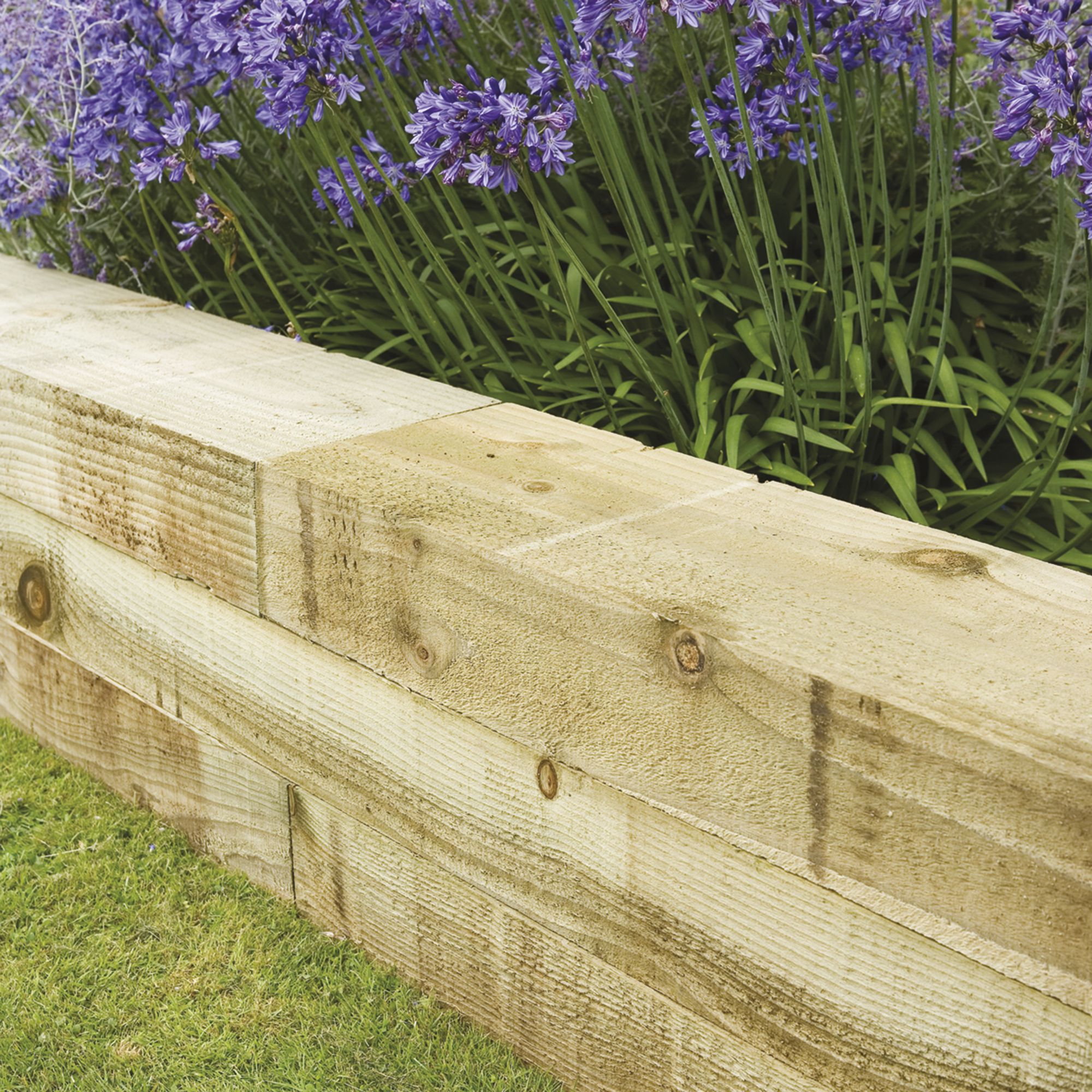 Forest Garden Rough-sawn edge Green Timber Sleeper (L)1.8m