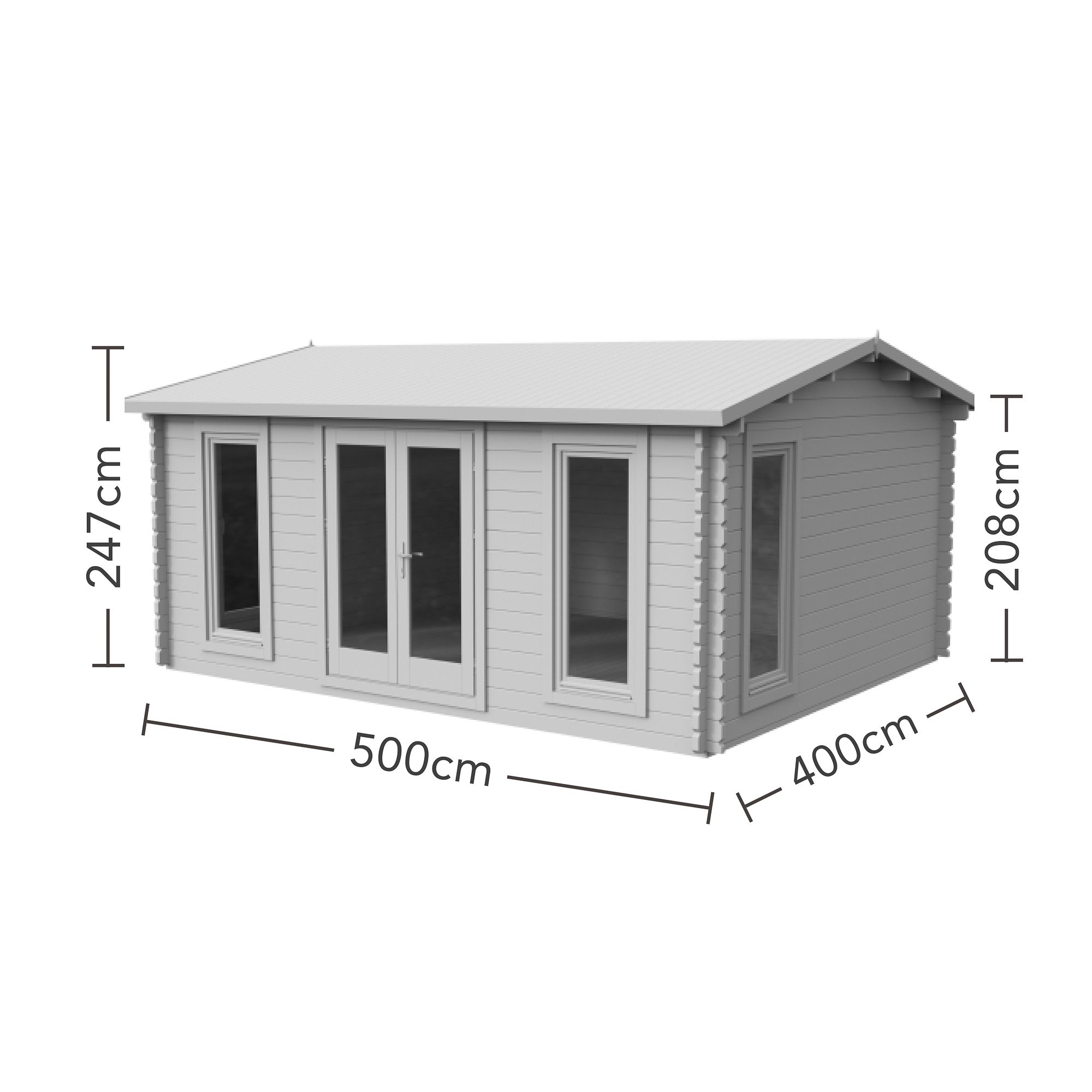 Forest Garden Rushock 5x4 ft Toughened glass with Double door Apex Wooden Cabin - Assembly service included