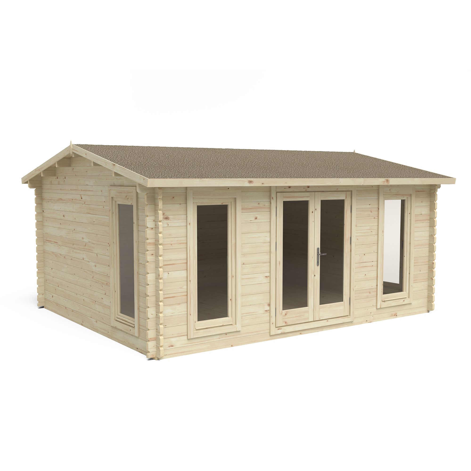 Forest Garden Rushock 5x4 ft Toughened glass with Double door Apex Wooden Cabin - Assembly service included
