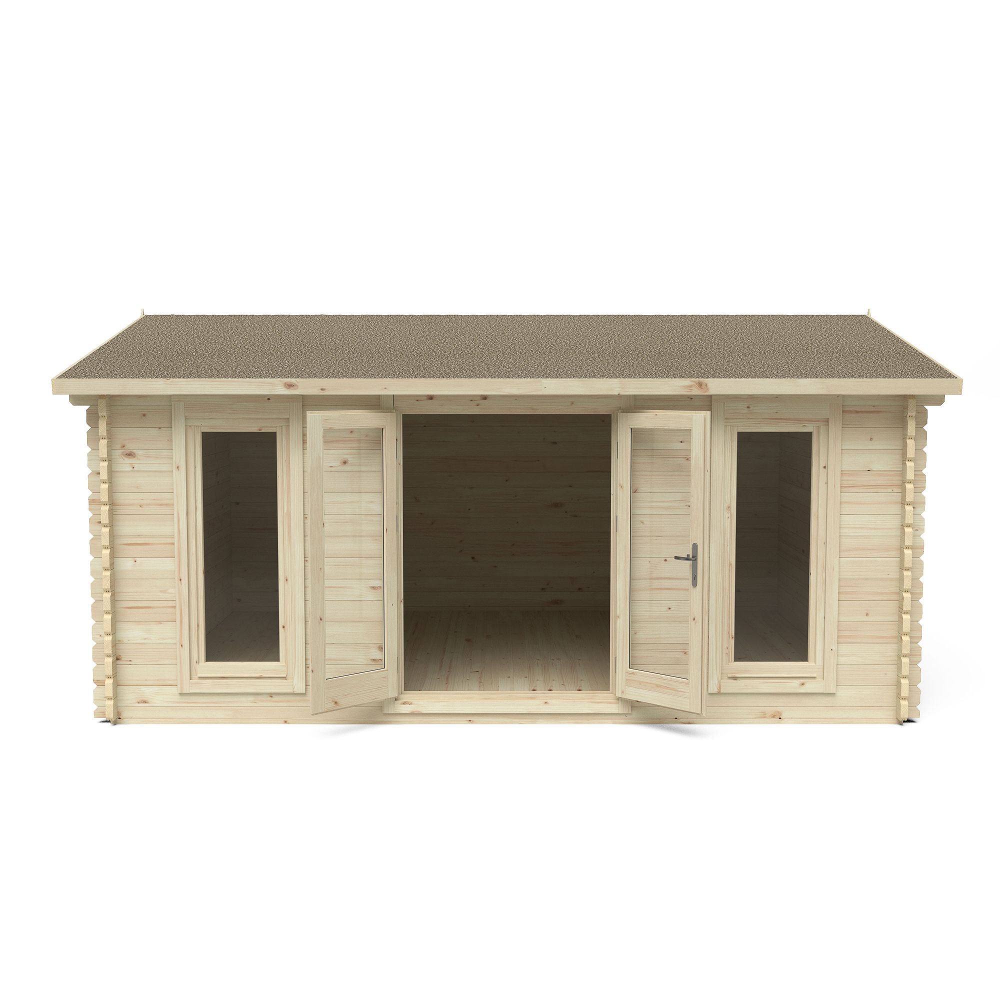 Forest Garden Rushock 5x4 ft Toughened glass with Double door Apex Wooden Cabin - Assembly service included