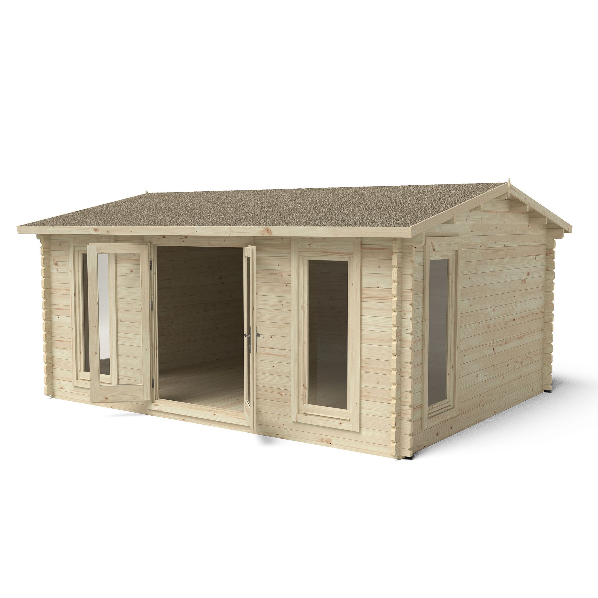 Forest Garden Rushock 5x4 ft Toughened glass with Double door Apex Wooden Cabin - Assembly service included