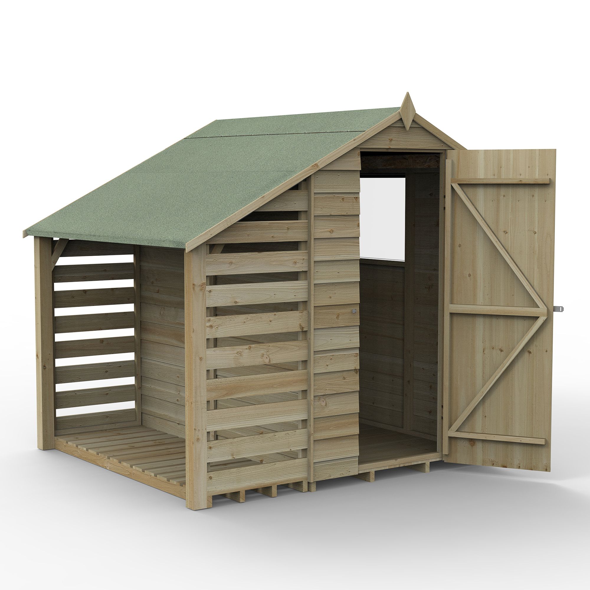 Forest Garden Shed 8x6 Ft Apex Overlap Wooden 2 Door Shed With Floor ...