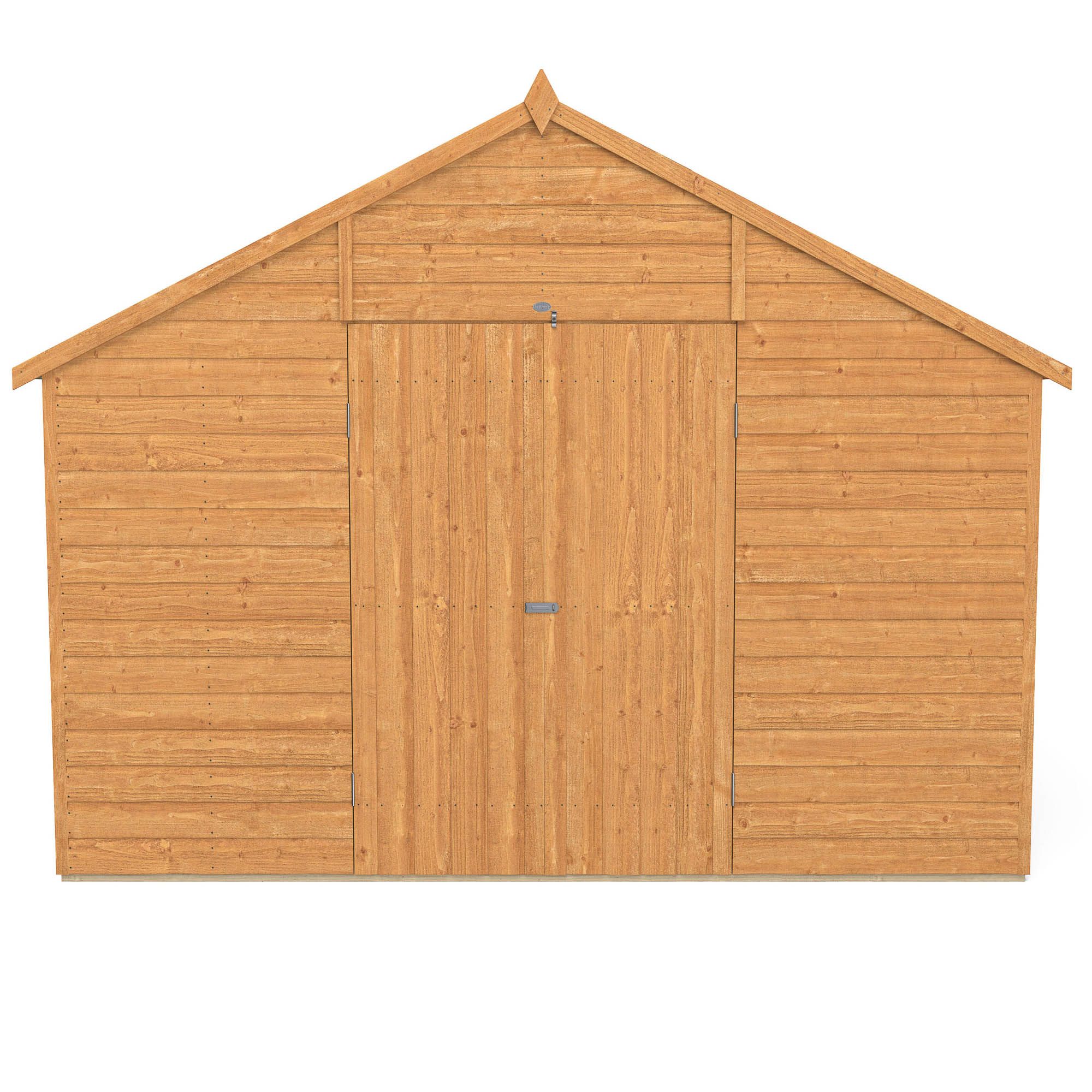 Forest Garden Shiplap 10x10 ft Apex Wooden 2 door Shed with floor & 4 windows - Assembly service included