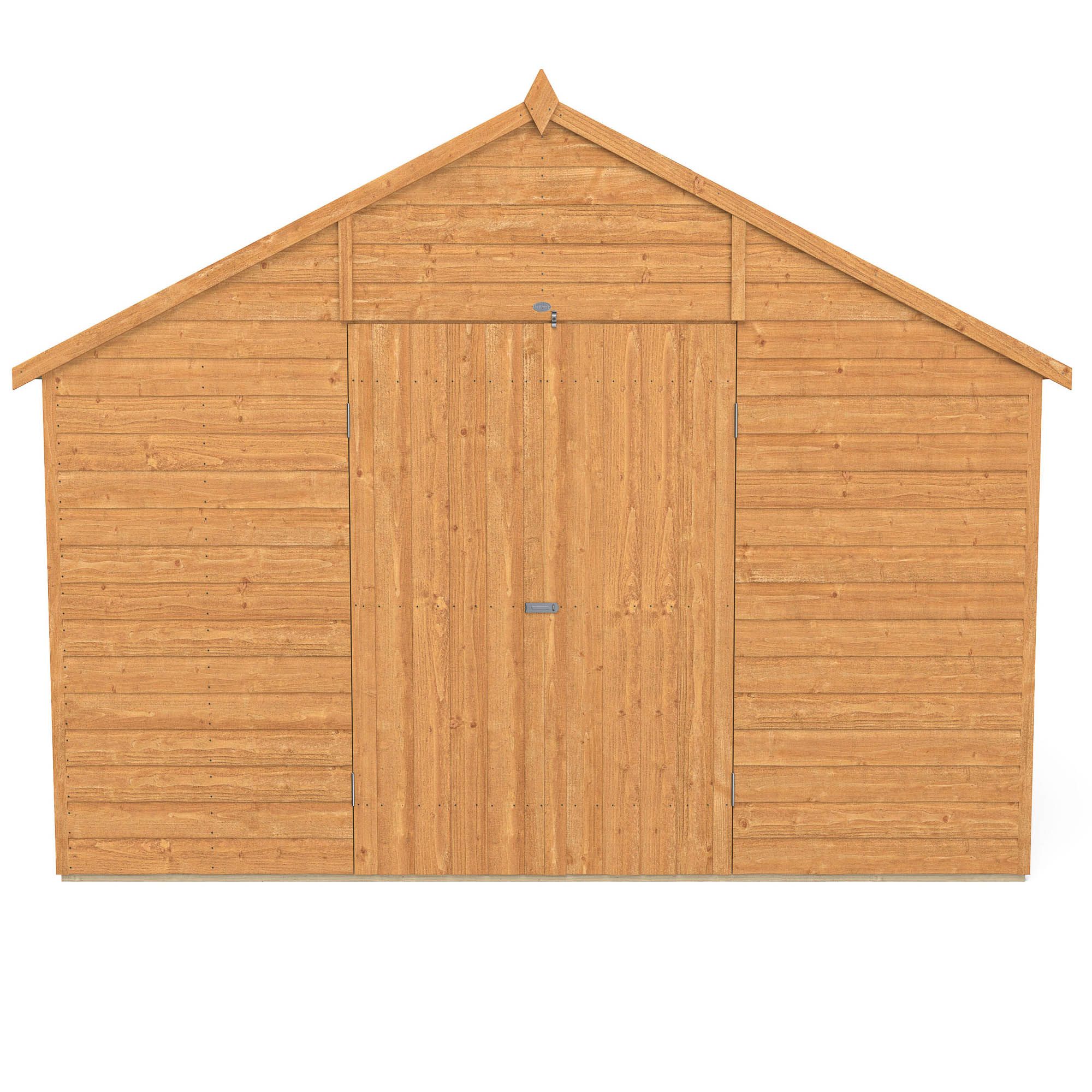 Forest Garden Shiplap 10x10 ft Apex Wooden Dip treated 2 door Shed with floor & 4 windows - Assembly service included