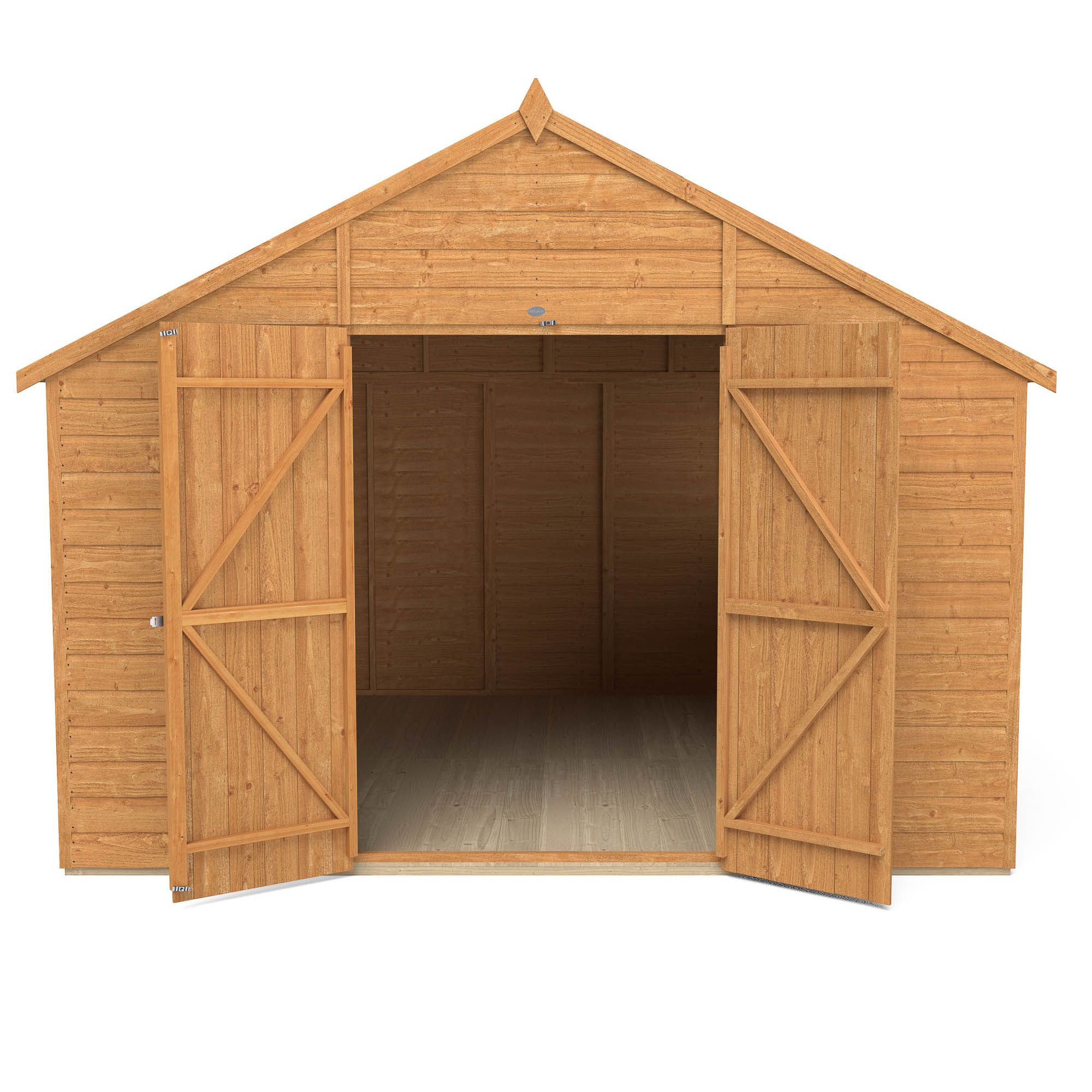 Forest Garden Shiplap 10x10 ft Apex Wooden Dip treated 2 door Shed with floor & 4 windows - Assembly service included